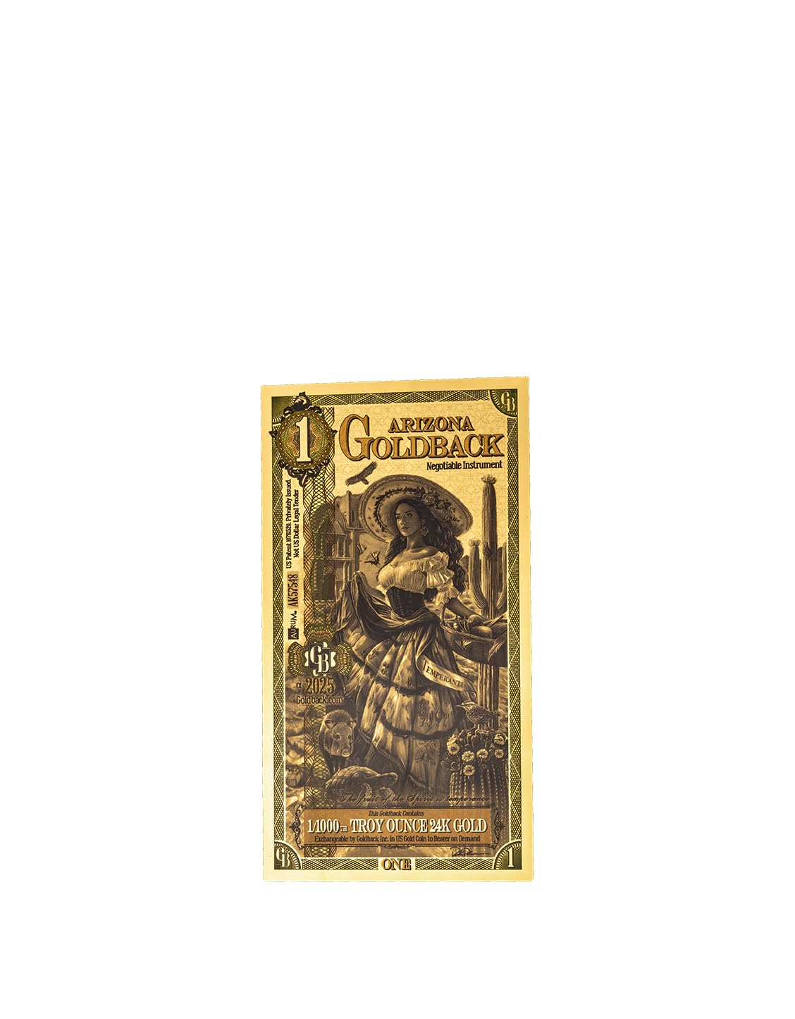 Wisemen Trading Arizona 1 Goldback Gold foil Art Series “Spes” | 1/1000th of a Troy Oz of 24K Collectible Gold (2 Pack)