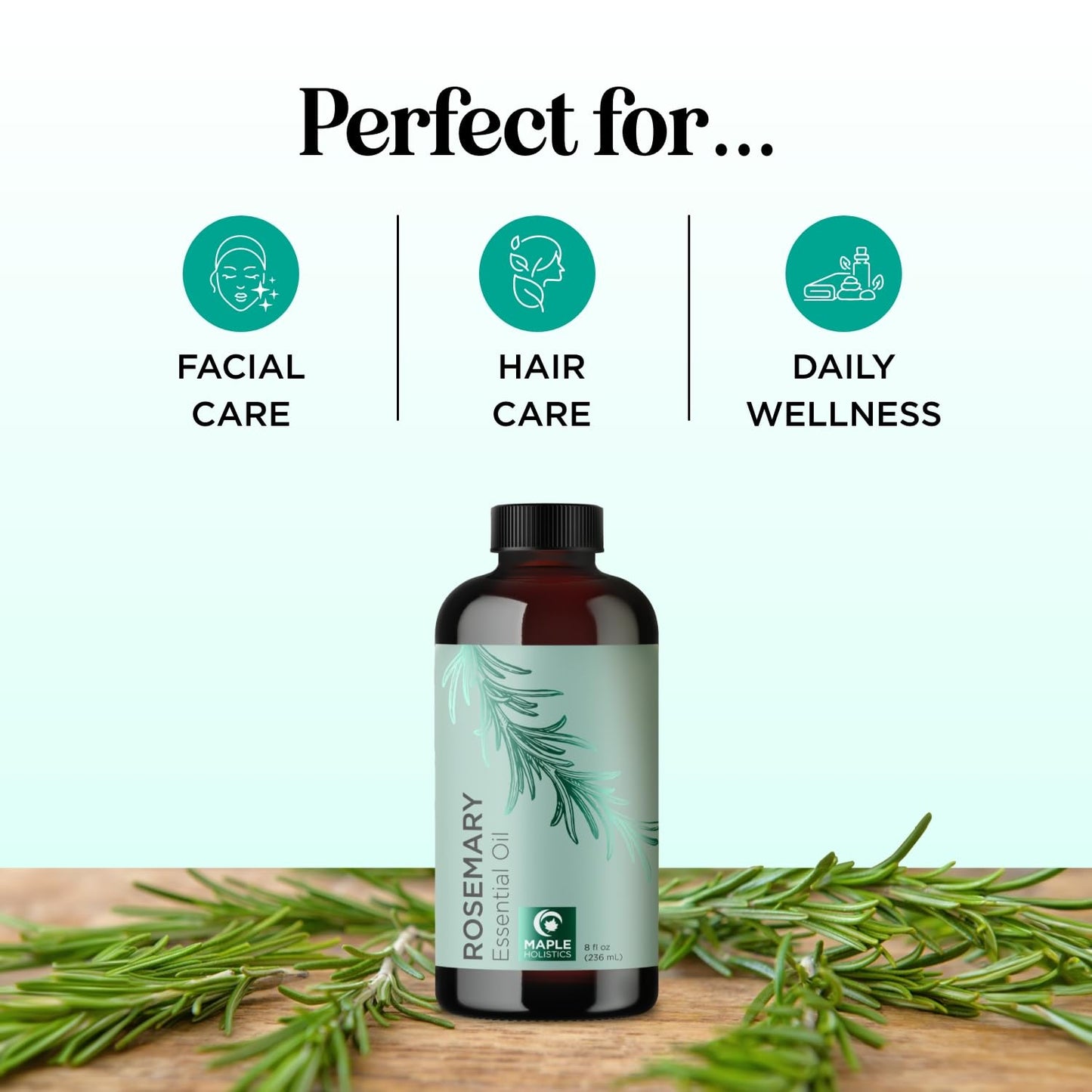 Pure Rosemary Essential Oil Bulk Size - Undiluted Rosemary Oil for Hair Skin and Nails and Refreshing Aromatherapy Oil for Diffusers - Cleansing Rosemary Essential Oil for Dry Scalp Care 8oz