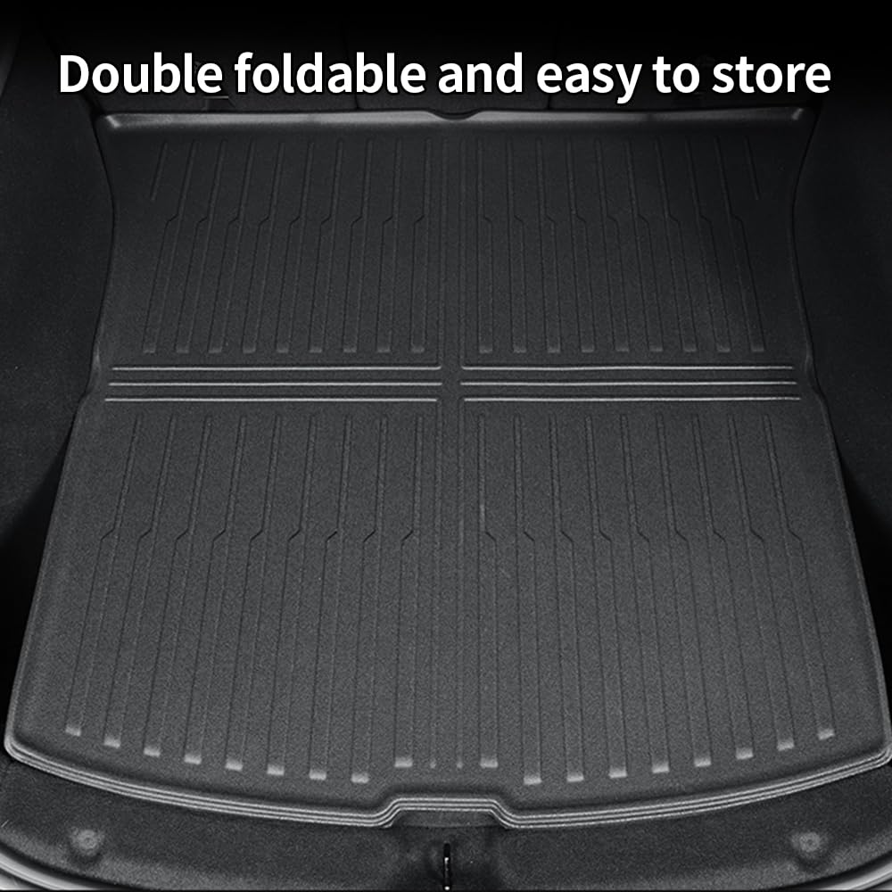 Tesstudio 2025 2026 Tesla Model Y Juniper Floor Mats, Cargo Mats Full Sets, Non-Slip Waterproof & Easy-Clean Durable Upgraded-Lengthened Floor Liners and Cargo Trunk Mats Accessories, Set of 6 Mats