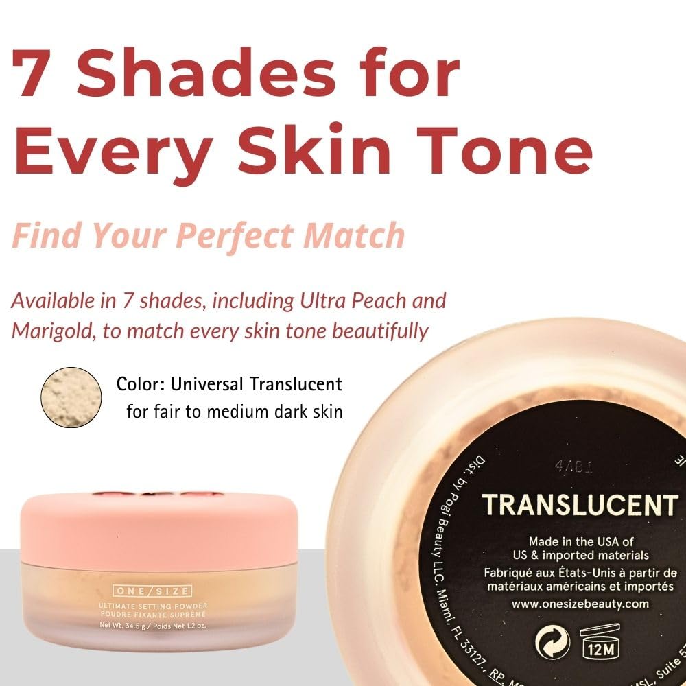 One Size Ultimate Blurring Setting Powder Full- Translucent - for Fair to Dark Skin Tones, 1.2 Ounce (Pack of 1)