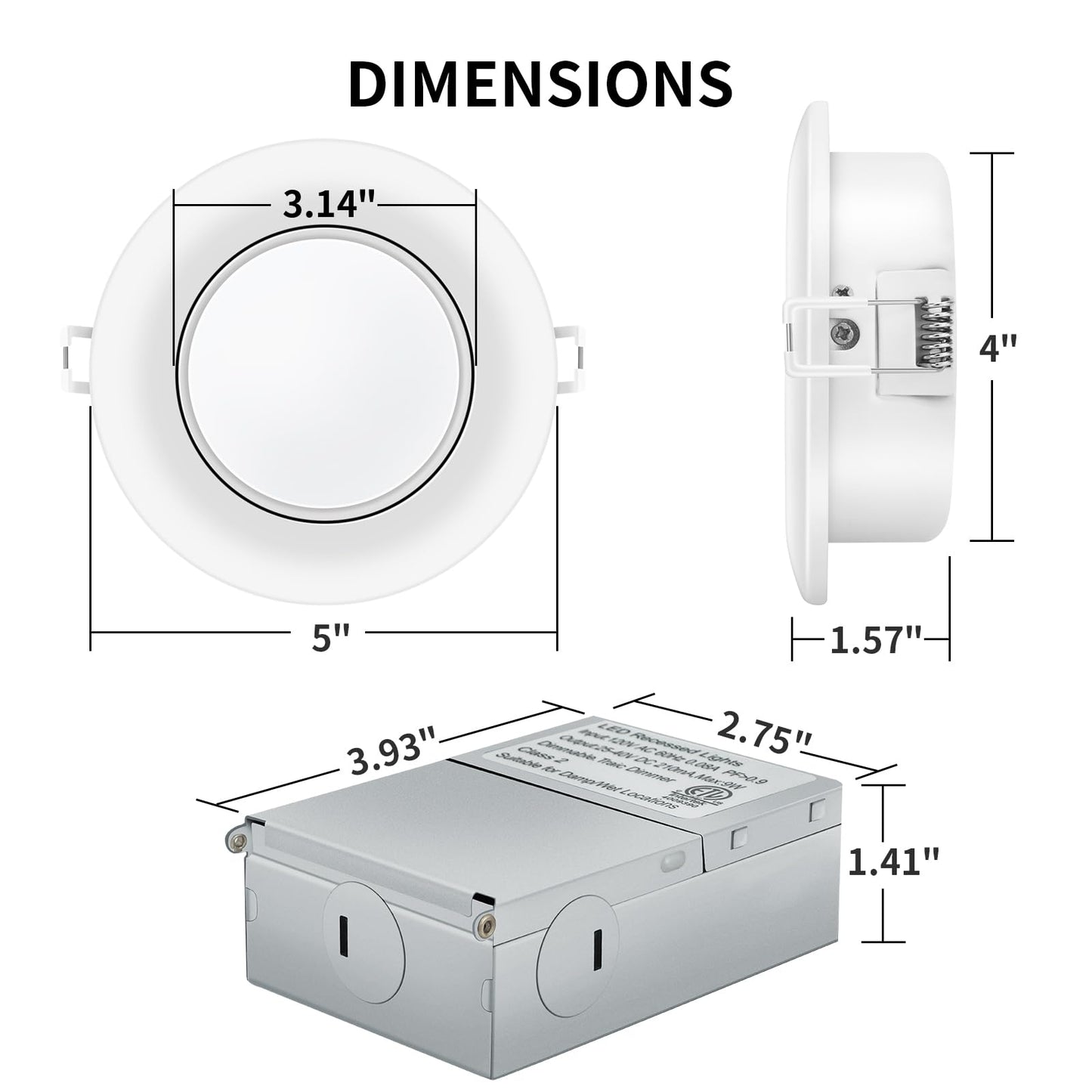 KnLnny Ware 4 Inch Recessed Lighting 6 Pack,Ajustable Led Eyeball Gimbal Light,Led Recessed Lighting 4 Inch Ceiling Light with Junction Box,5CCT Selectable,Airtight,9W 750LM,Dimmable,ETL Listed
