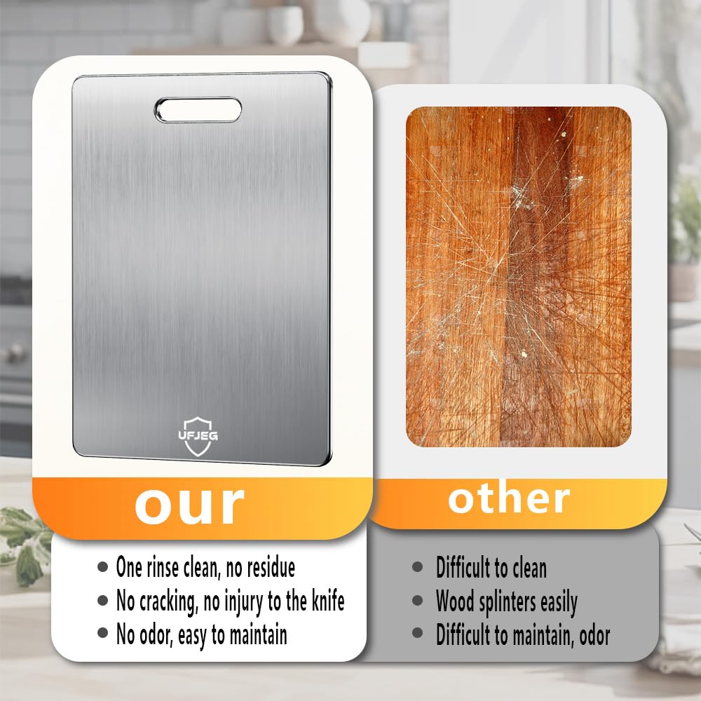 UFJEG Titanium Cutting Board Set of 3, Titanium Cutting Boards for Kitchen, Non Toxic, Double-Sided Food Grade Chopping Board for Cutting Meat Vegetable Fruit, Outdoor Camping