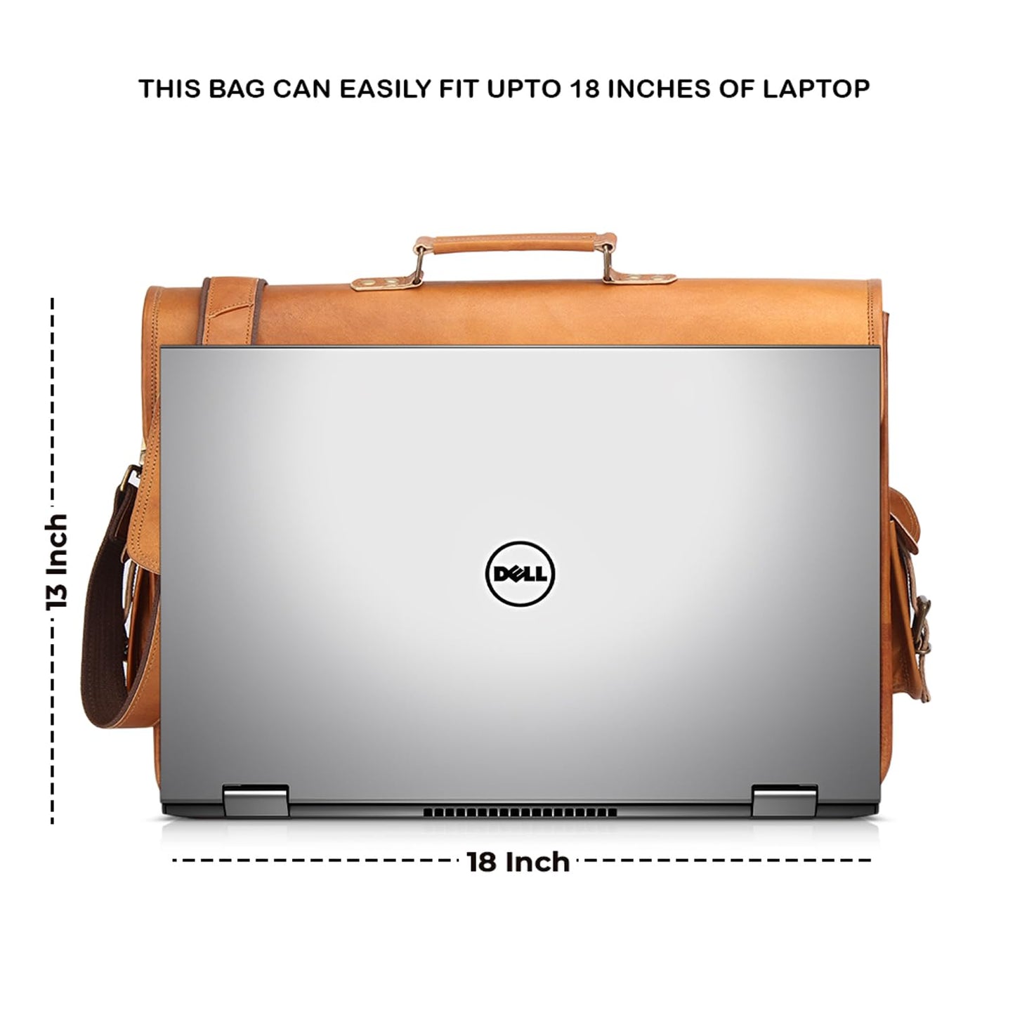 18 Inches Leather Laptop Bag for Men - Genuine Leather Briefcase, Vintage Look Messenger Bag (Tan)