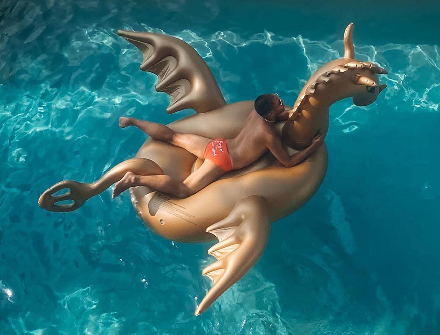 Giant Inflatable 103" Golden Dragon Pool Float - Luxy Float