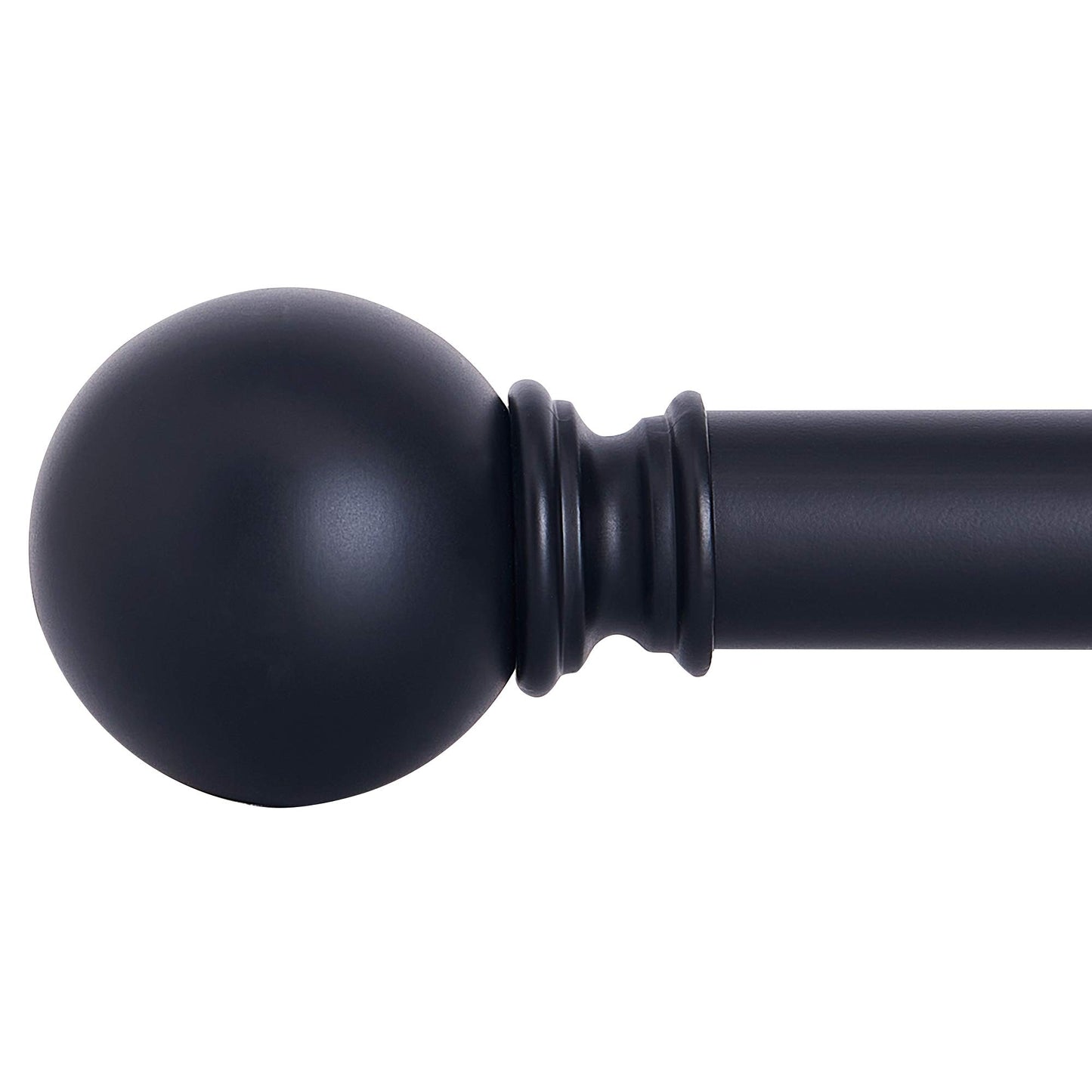 NICETOWN Black Curtain Rods for Window 48 to 86 inch, 1 1/8 Diameter with Ball Finials for Window Treatment, Adjustable Length from 48 to 86-Inch, Matte Black