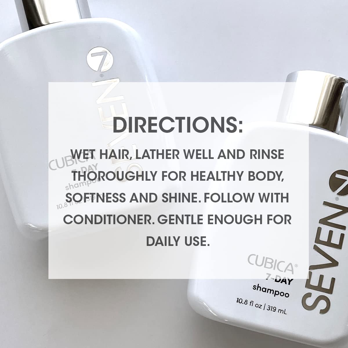 SEVEN Haircare Cubica 7-DAY Shampoo for Women, Men, All Hair Types, Add Shine and Moisture to Hair, Sulfate & Paraben Free, Cruelty Free with Biotin + Green Tea Extract, Made in USA, 32oz