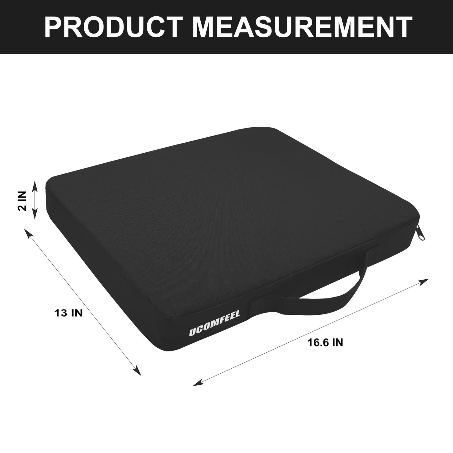 UCOMFEEL Stadium Seat Cushions, Portable Bleacher Cushions with Handle, Waterproof Oxford Fabric, Zipper Design (Black - 3 Pack)