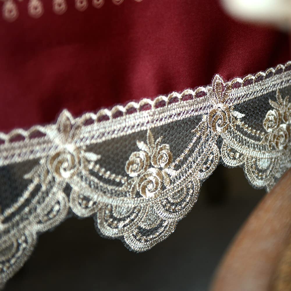 SUTAVIA Lace Embroidered Table Cloth,Rectangular Farmhouse TableCover,Classic Oblong Antique Flower Decor Macrame Tablecloth (Burgundy, Rectangle/Oblong,60 x 104 Inch,8-10 Seats)