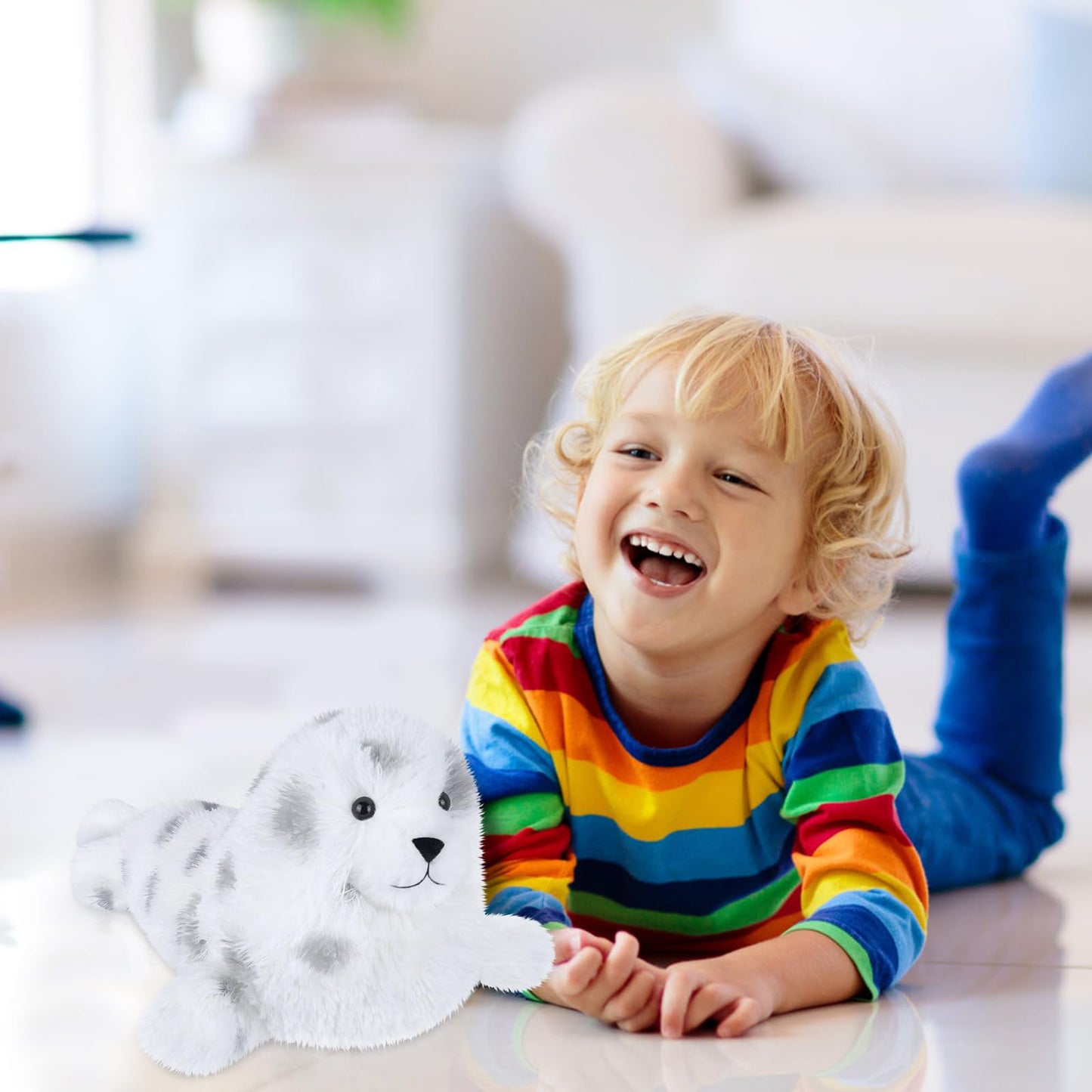 SuzziPals Heatable & Coolable Seal Stuffed Animal, Microwavable Stuffed Animal Heating Pad for Cramps & Pain, Chubby Seal Plushie for Anxiety & Stress Relief, Seal Gift for Kids & Aldults