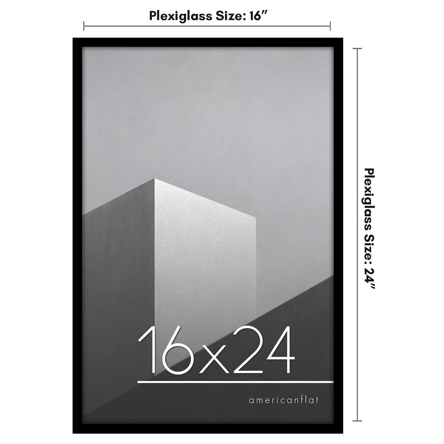 Americanflat 16x24 Poster Frame with Polished Plexiglass - Streamline Collection - Thin Border Picture Frame for Wall Display - Hanging Hardware Included - Black