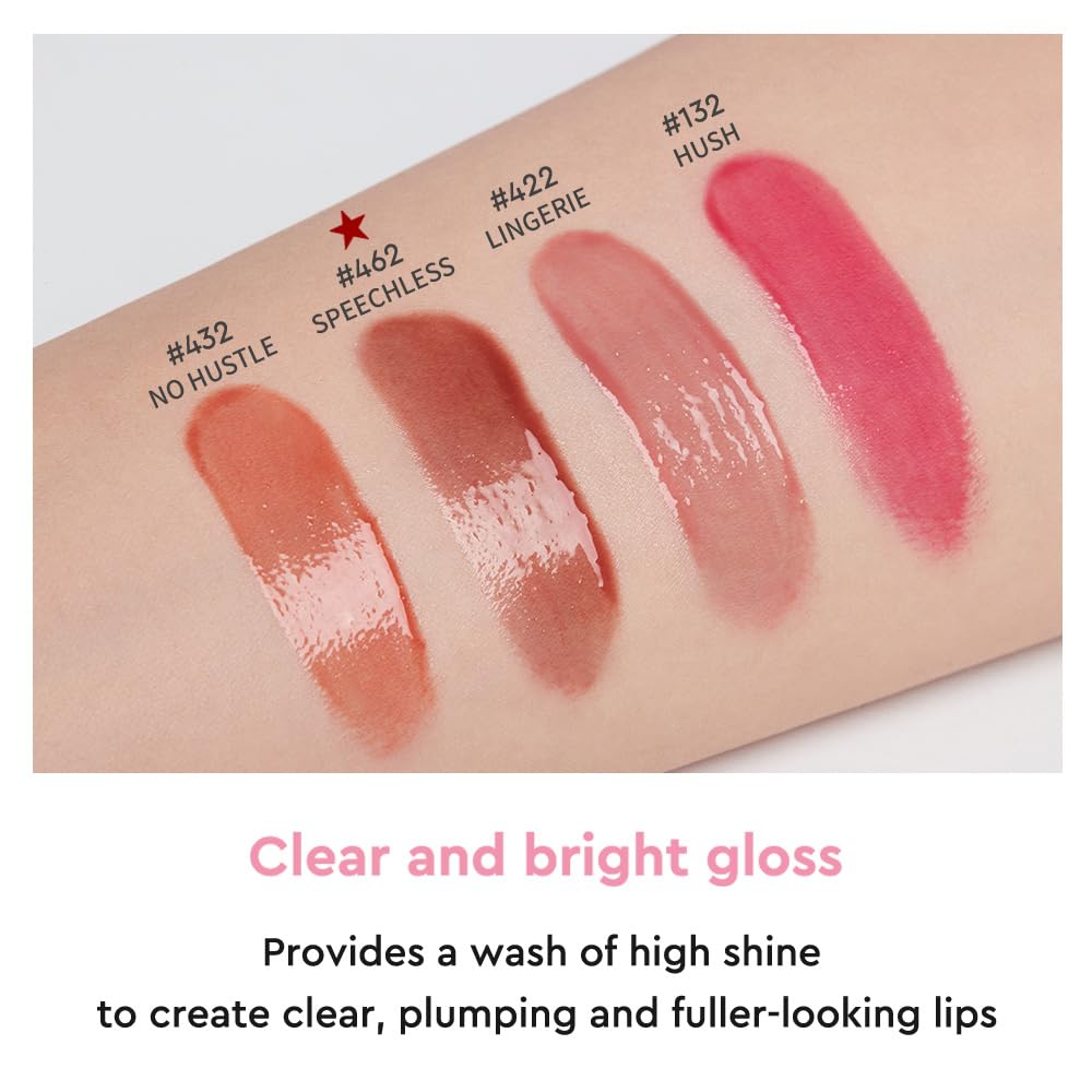 HERA Sensual Nude Gloss Lipstick #462 SPEECHLESS | Sheer & Glossy Finish, Non-sticky, Moisturizing and Hydrating, Korean Lip Makeup, 0.17 oz. (5g)