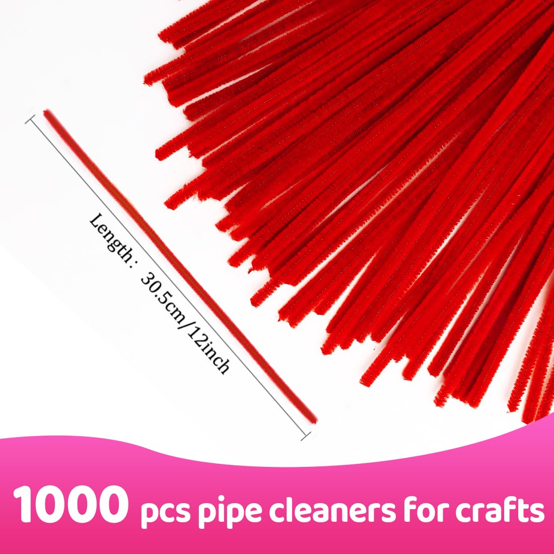 Praisebank 1000pcs Red Pipe Cleaners, Craft Pipe Cleaners, Wire Craft Supply