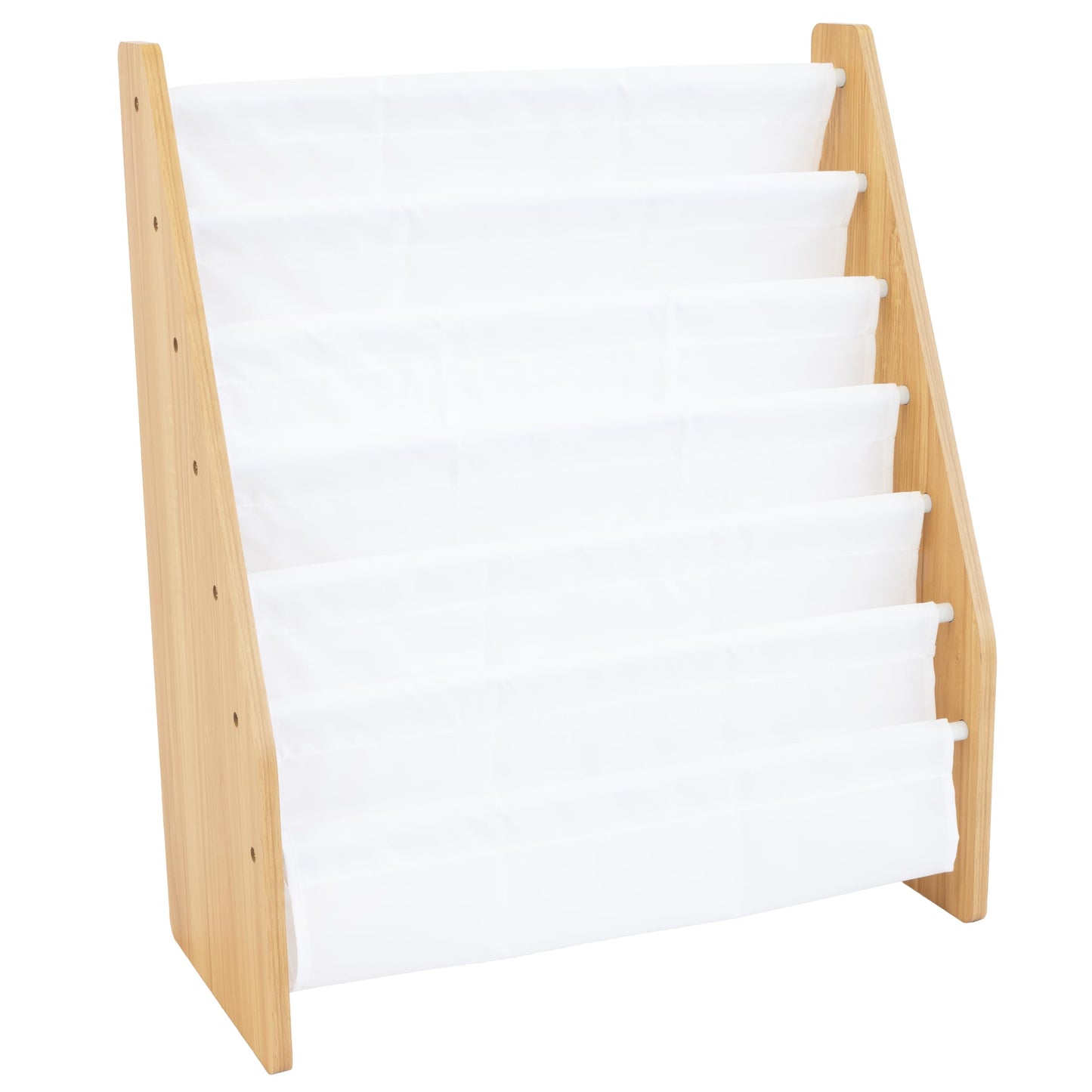 Humble Crew Kids Bookshelf, 6-Tier Front-Facing Book Display Organizer, Montessori Toddler Bookcase for Playroom, Bedroom & Reading Corner, White/Natural Wood