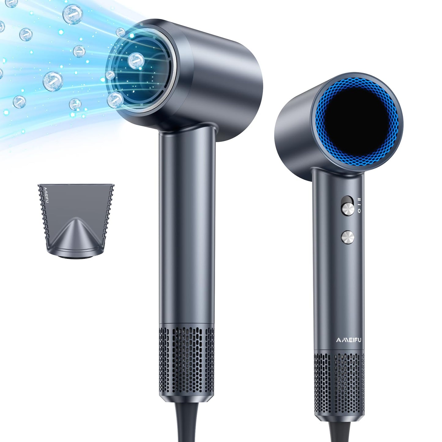 Hair Dryer, 150000 RPM Professional High-Speed Blow Dryer, Negative Ionic Hair Dryer for Fast Drying, Low Noise Thermo-Control HairDryer with Magnetic Nozzle for Home Travel Women Man