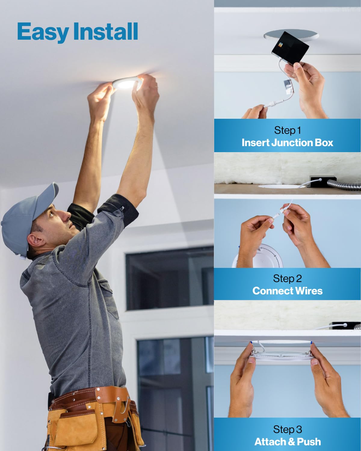 Sunco 12 Pack 4 Inch LED Recessed Lights, Slim Canless Ceiling Lighting, 650 LM, 10W (60W Equivalent), 3000K Warm White, Dimmable, Wafer Thin, Ultra Thin with Junction Box ETL