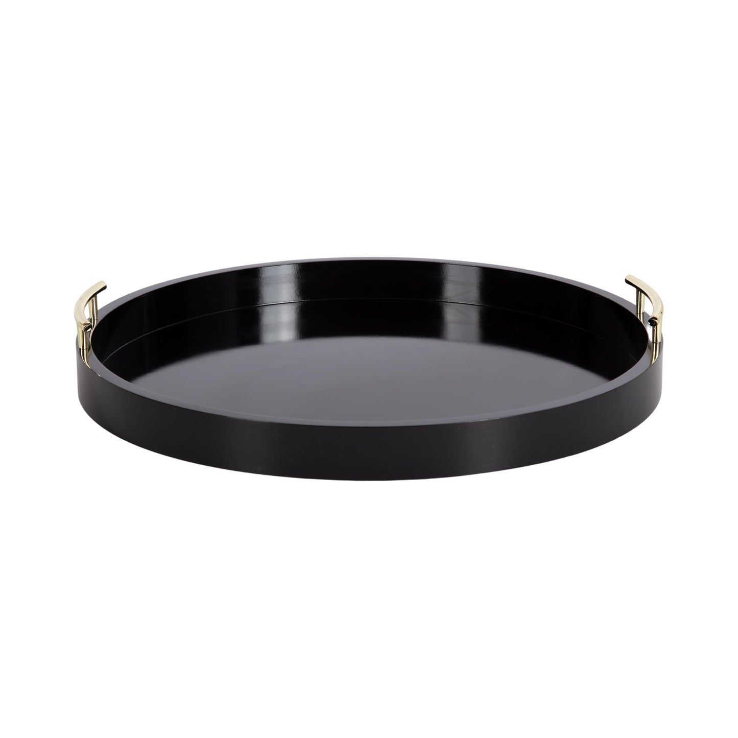 Kate and Laurel Lipton Circle Coffee Table Living Room Decor or Large Serving Tray, 22" Diameter, Black/Gold