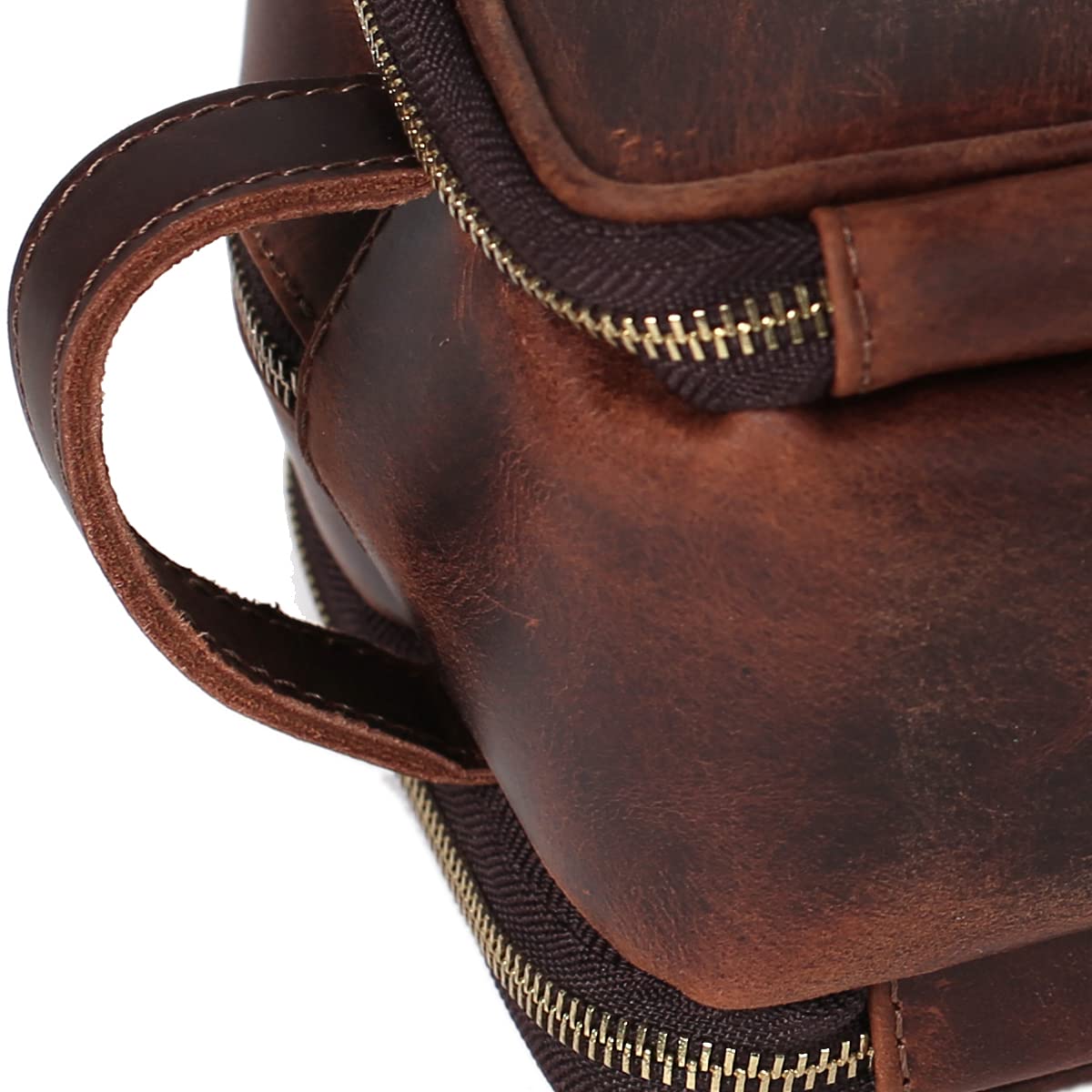 RC ROCKCOW Personalized Leather Toiletry Bag for Men Travel Shaving Dopp Kit-Large Cosmetic Bags Toiletries Bathroom Organizer (Coffee(full grain leather))