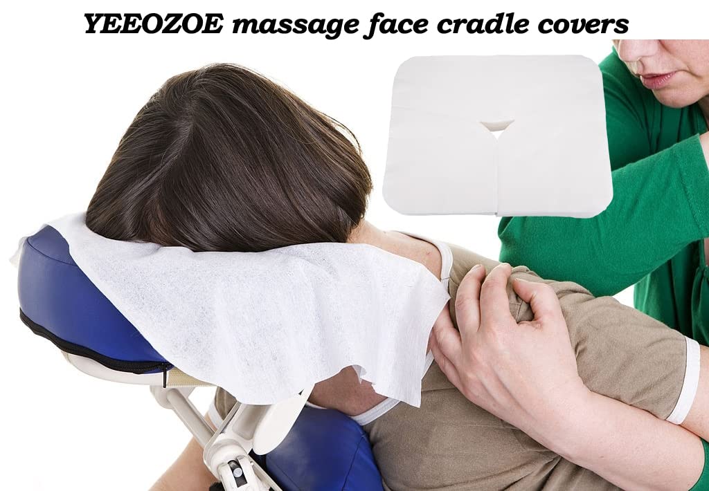 YEEOZOE 500 Count Face Cradle Covers for Massage Table, Medical-Grade Nonwoven Disposable Headrest Covers for Massage Chair, 12 * 16 inches SPA Face Rest Cover