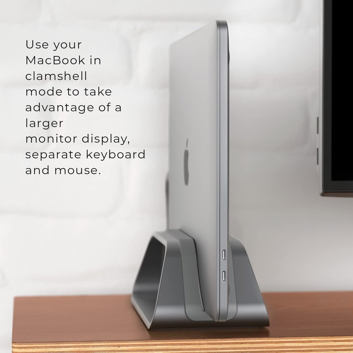 HumanCentric Vertical Laptop Stand for MacBook, Compatible with MacBook Pro Stand, MacBook Air Stand, Laptop Holder for Apple Laptop Desk Stand, Laptop Vertical Stand, MacBook Stand in Space Gray