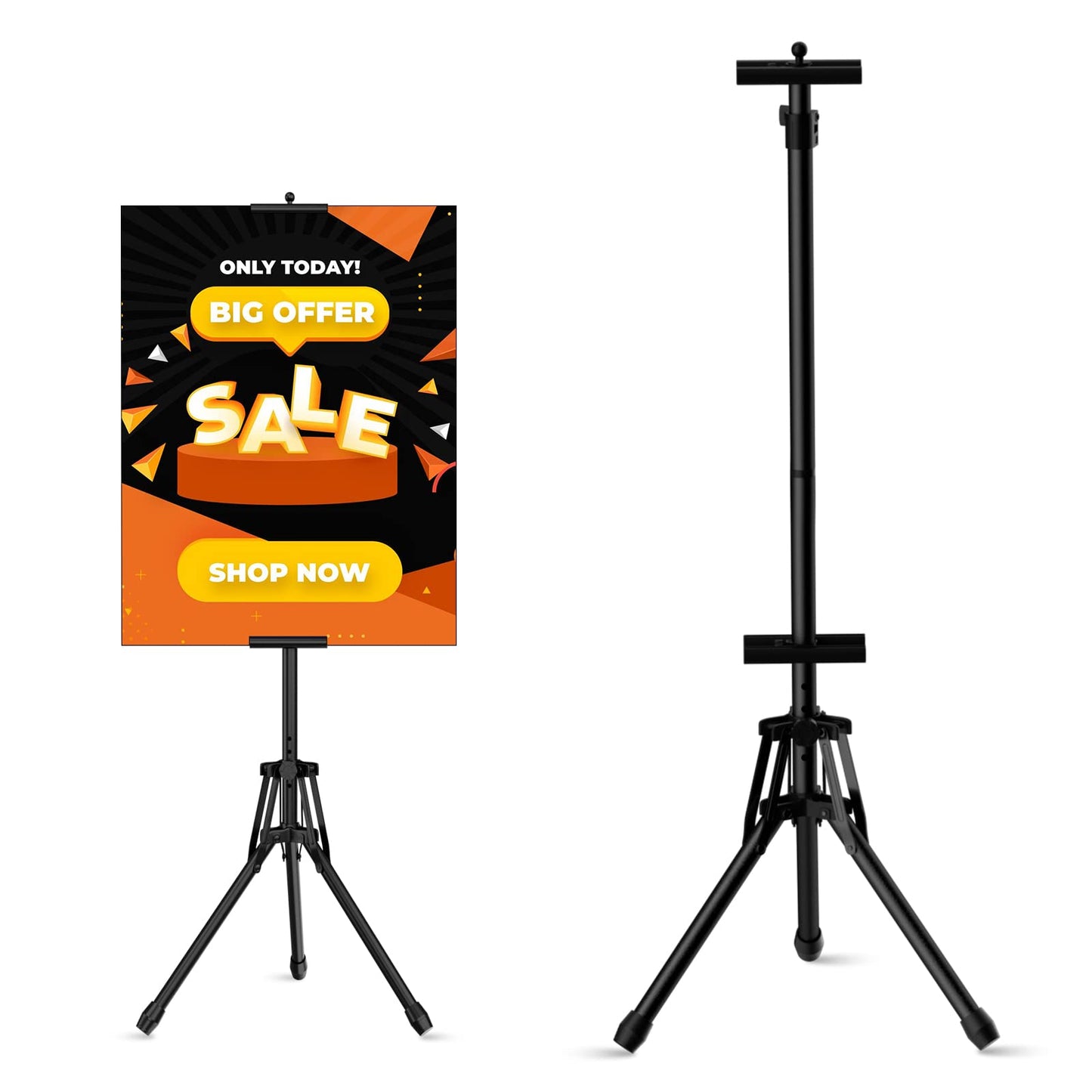 WHAUU Sign Stand,Double-Sided Advertising Display Tripod Sign Holder, Adjustable Pedestal Banner Stand Height Up to 79 in,Poster Stands for Wedding, Restaurant or Business(Poster not Included)
