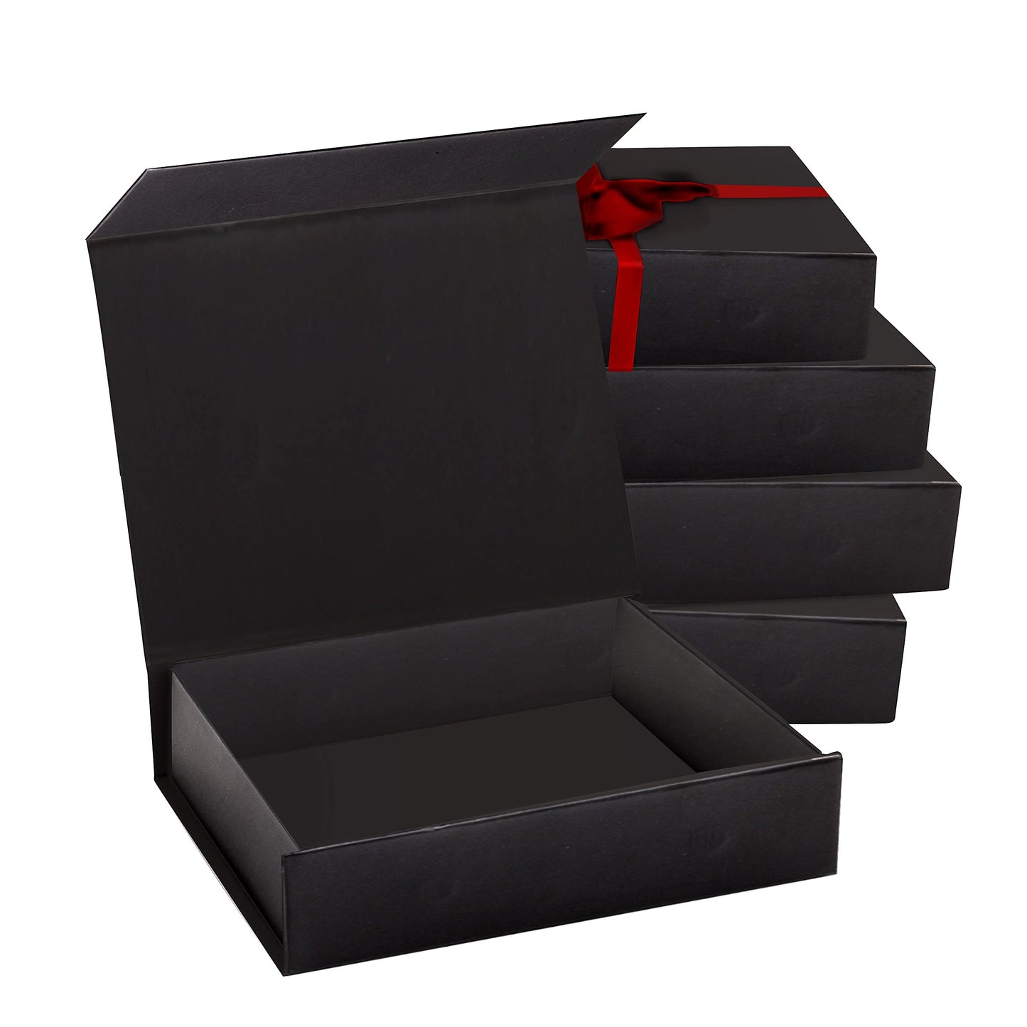 Purple Q Crafts 10 Pack Black Hard Gift Box with Magnetic Closure Lid 7" x 5" x 1.6" Rectangle Boxes For Gifts With Glossy Finish (Black, 10 Boxes)