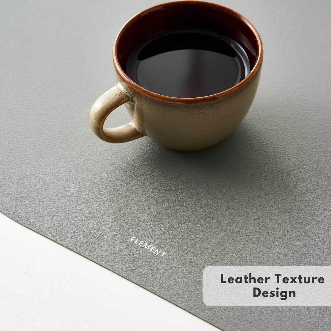 Placemat, Silicone Placemat Set of 4, Non-Slip, Oil Proof, Water Proof, Heat Resistant, Stain Resistant, Easy to Clean, Leather Texture, Oval, (Matt Combo + Coasters)