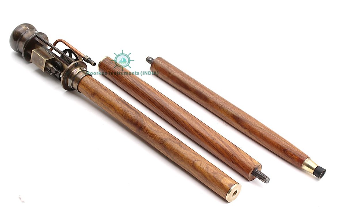 ROORKEE Instruments (India) Walking Cane Stick with Working Steam Engine Model, Steampunk Accessory, Walking Stick Collectors, Nautical Antique Finish Prop Stick