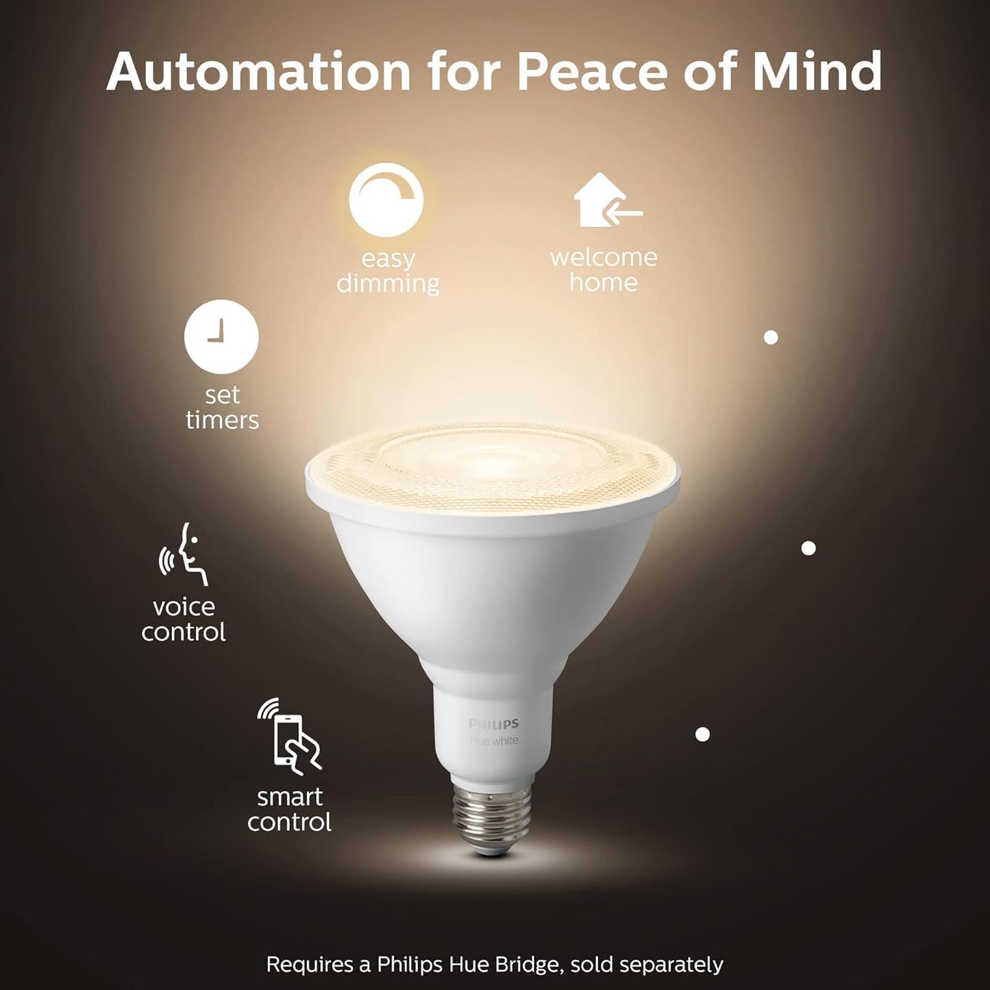 Philips Hue White PAR38 LED 100W Equivalent Waterproof Dimmable Smart Wireless Flood Light Bulb (2 Pack)