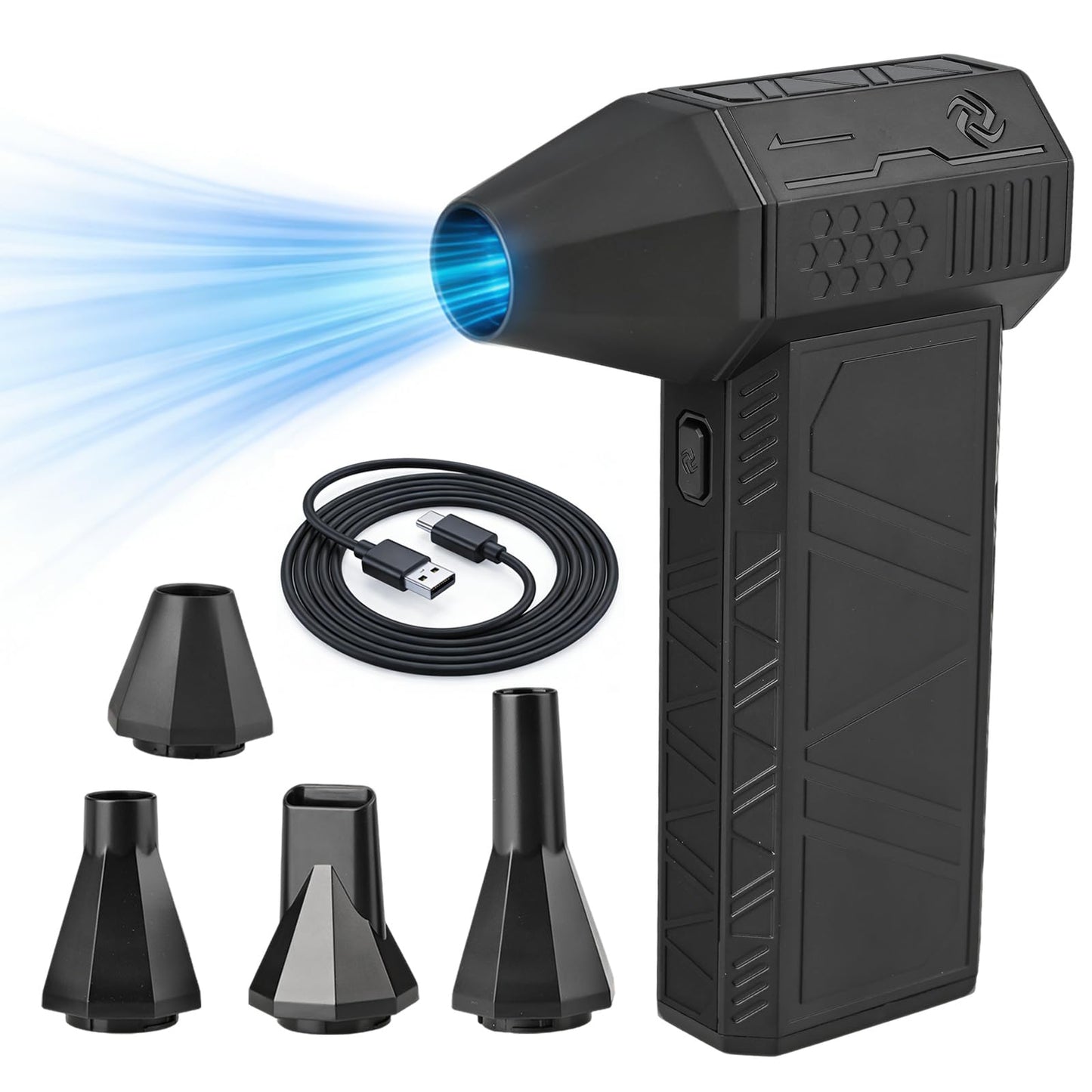 X3Max Compressed Air Duster 2026 Upgraded - 180000 RPM Brushless Electric Blower, 3-Speed Turbo, 4 Nozzles, Rechargeable Cordless Duster for Keyboard PC,Snow Leaves, Canned Air Alternative