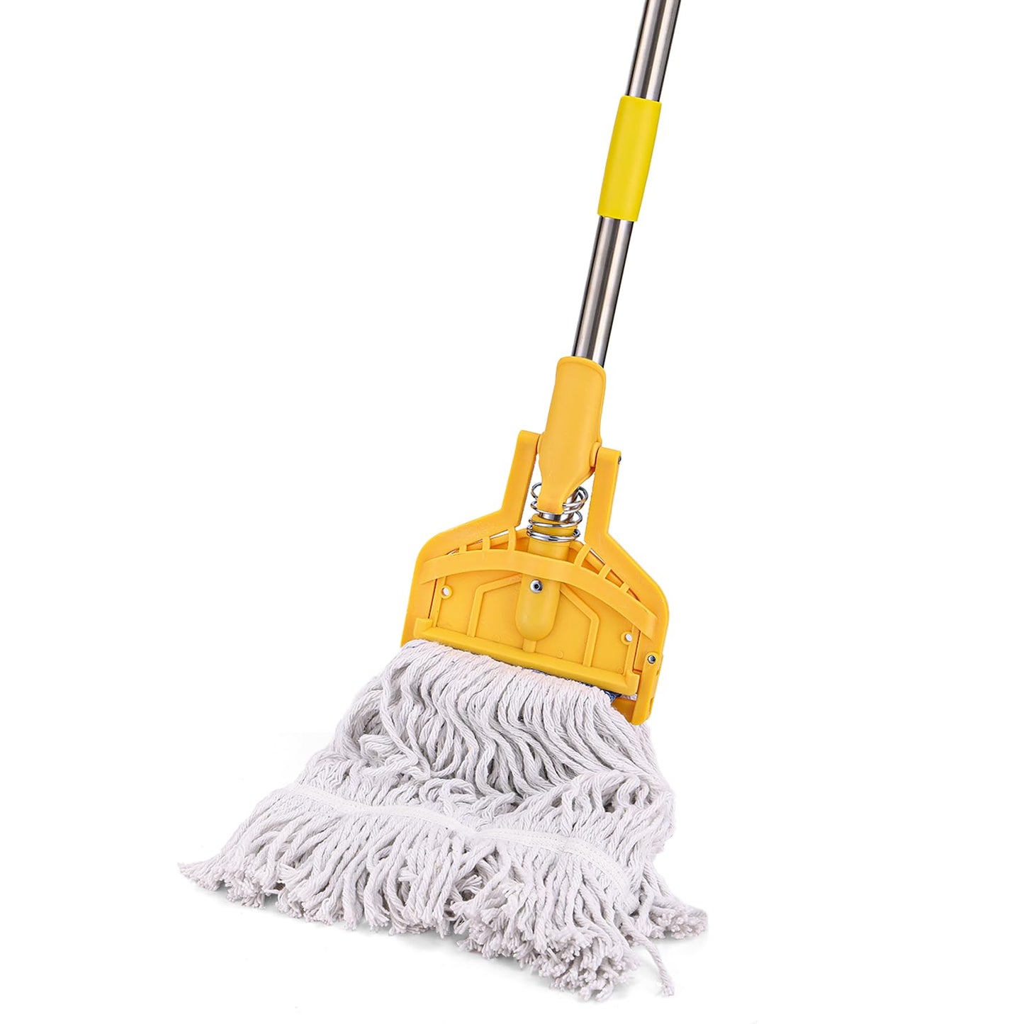 Cotton Mop+Mop Handle Commercial Heavy Duty, 61 inch Metal Commercial Mop Stick for Home, Garage,Office, Workshop, Warehouse Floor Cleaning, 1 Pack