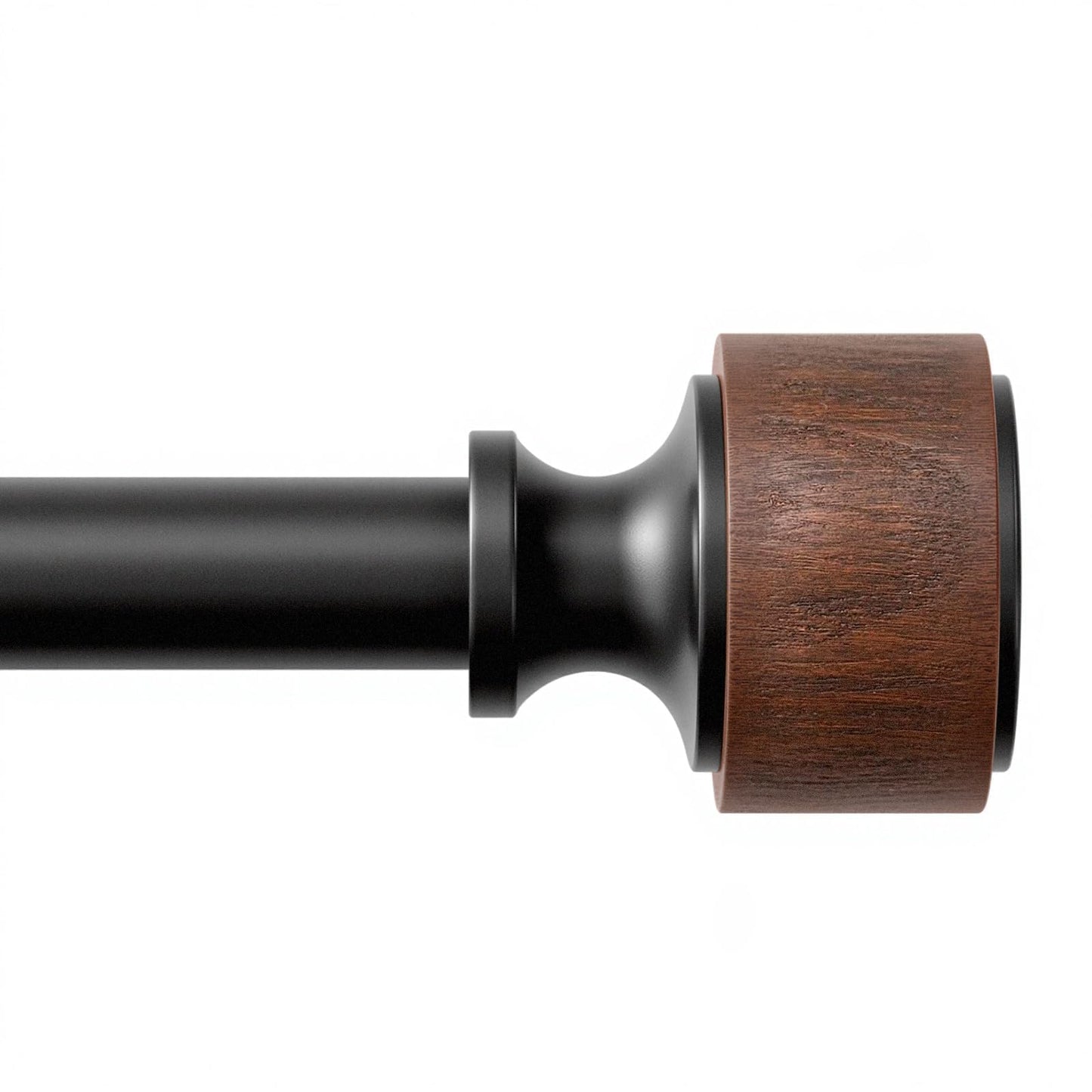 Wood Curtain Rods for Windows 66 to 120 Inch, 1” Diameter Adjustable Curtain Rod with Imitation Wood Grain Finials, Decorative Heavy Duty Drapery Rod Set, Indoor/Outdoor Modern Curtains Rods
