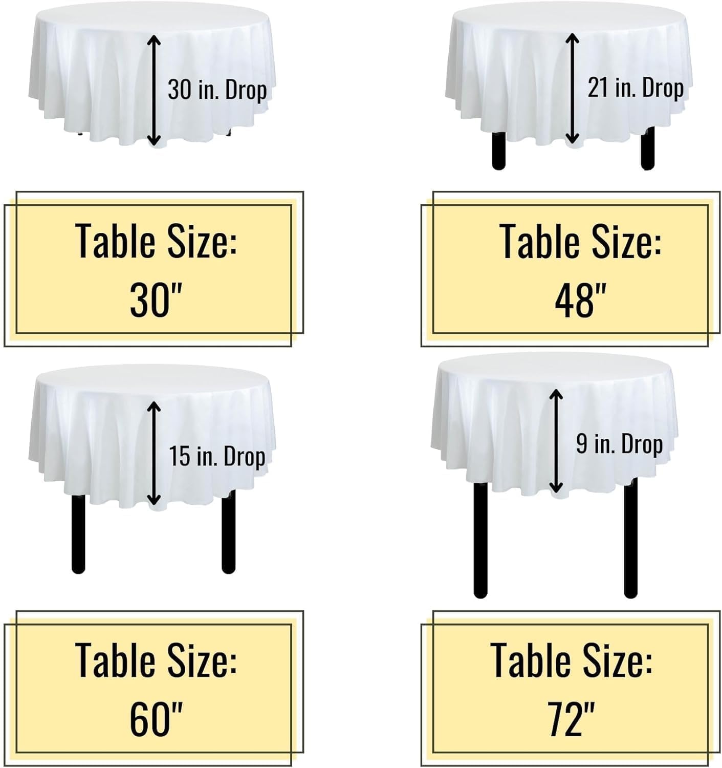 Cozy Luxe Home 10-Pack 82in White Round Paper Tablecloths Disposable | Table Cloth Cover with Plastic Backing | Elegant and Easy Cleanup Round Table Cover for Any Events