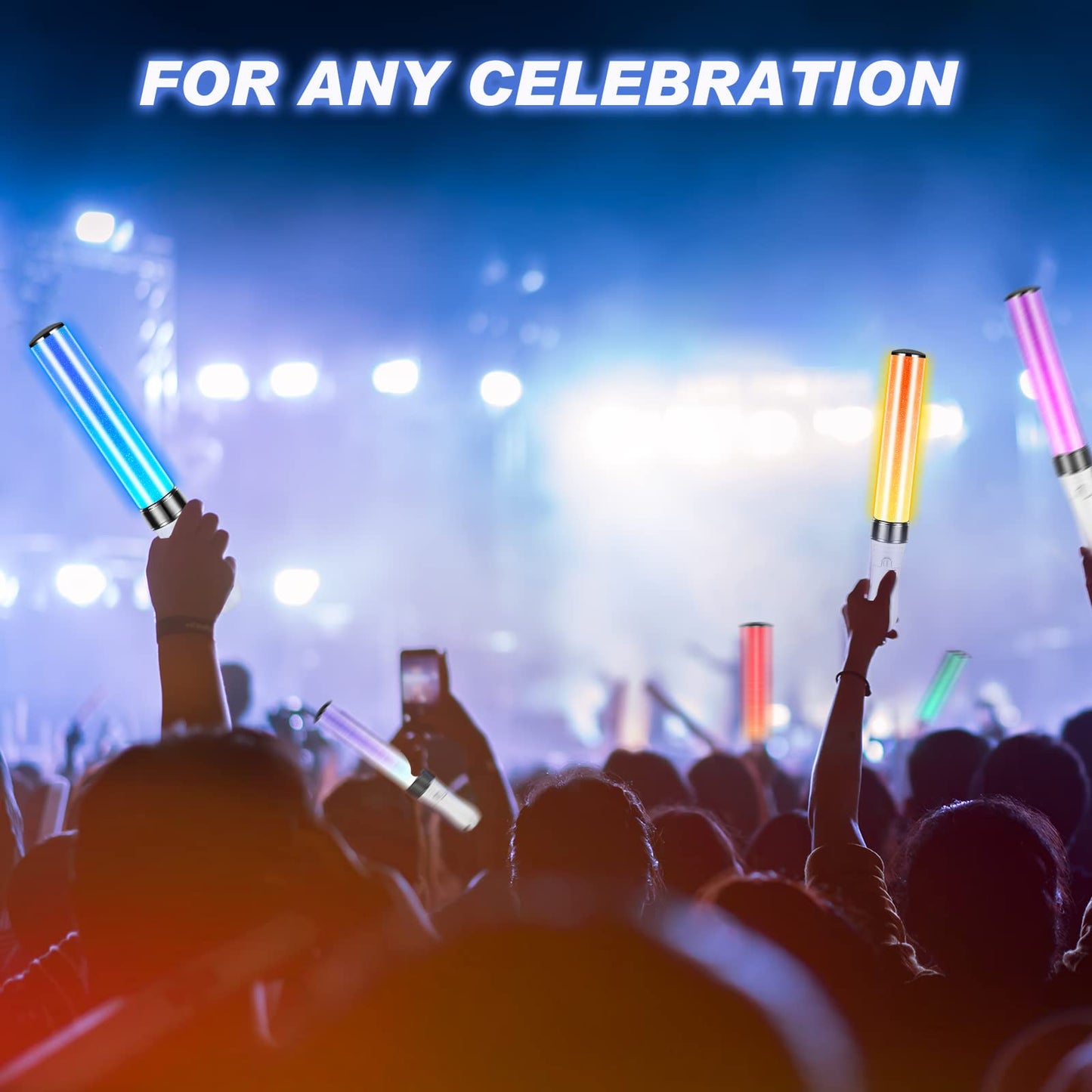 Lewtemi 6 Pcs Reusable Light Sticks 15 Color 2 Lighting Modes Multicolor LED Flashing Bright Glow Lightsticks for Concert Glow in the Dark Party Favor Supplies