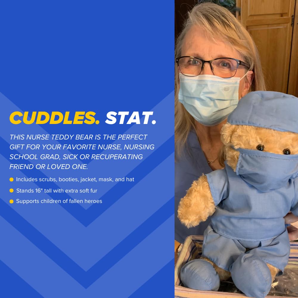 Nurse Hugs-a-Lot Teddy Bear by ZZZ Bears, Gift for Kids & Adults in The Hospital, Nursing Students & Healthcare Heroes, Get-Well-Soon Bear for Surgery Recovery