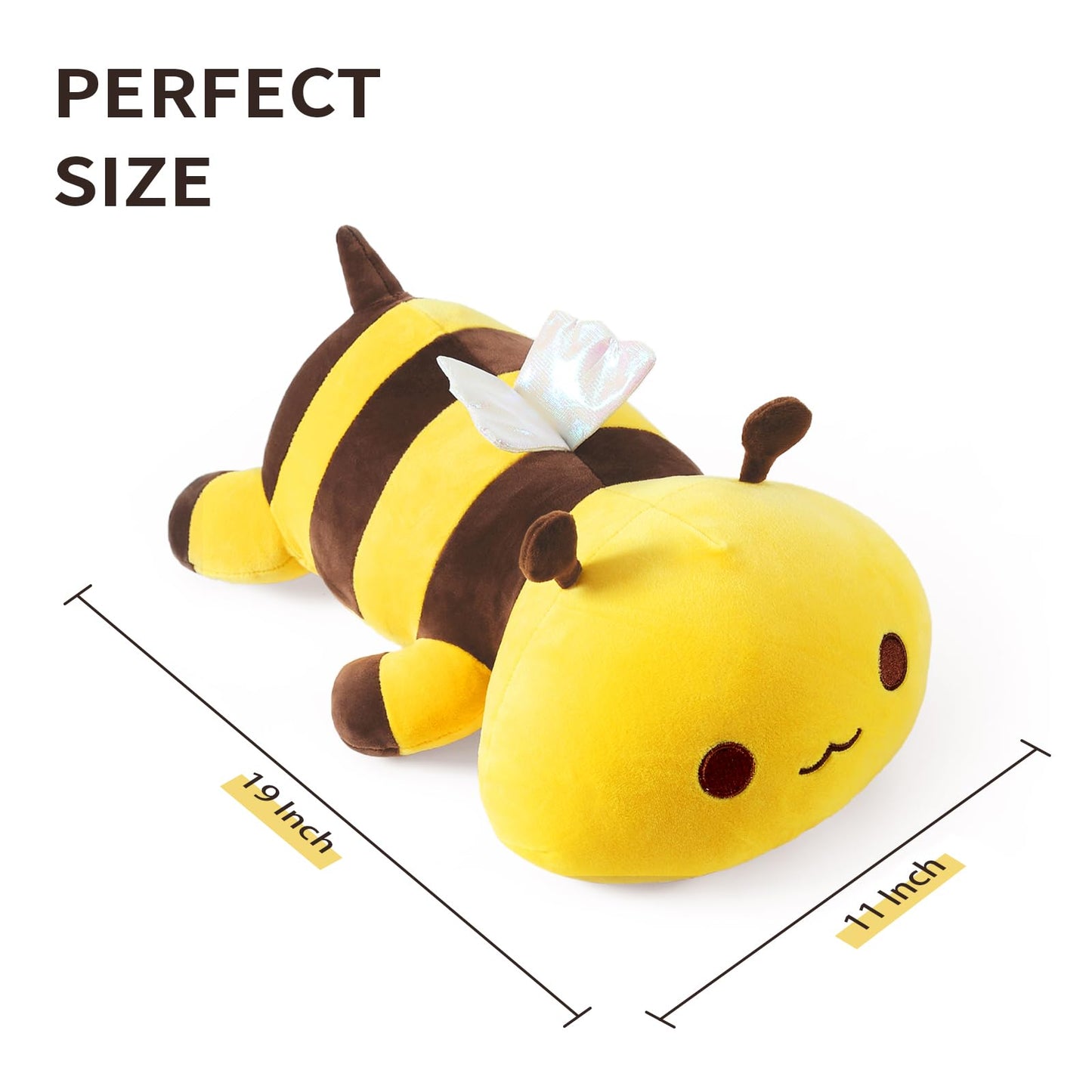 Onsoyours Cute Bee Plushies, Soft Stuffed Animal Honey Bee Plush Toy Pillow for Kids (Yellow, 19")