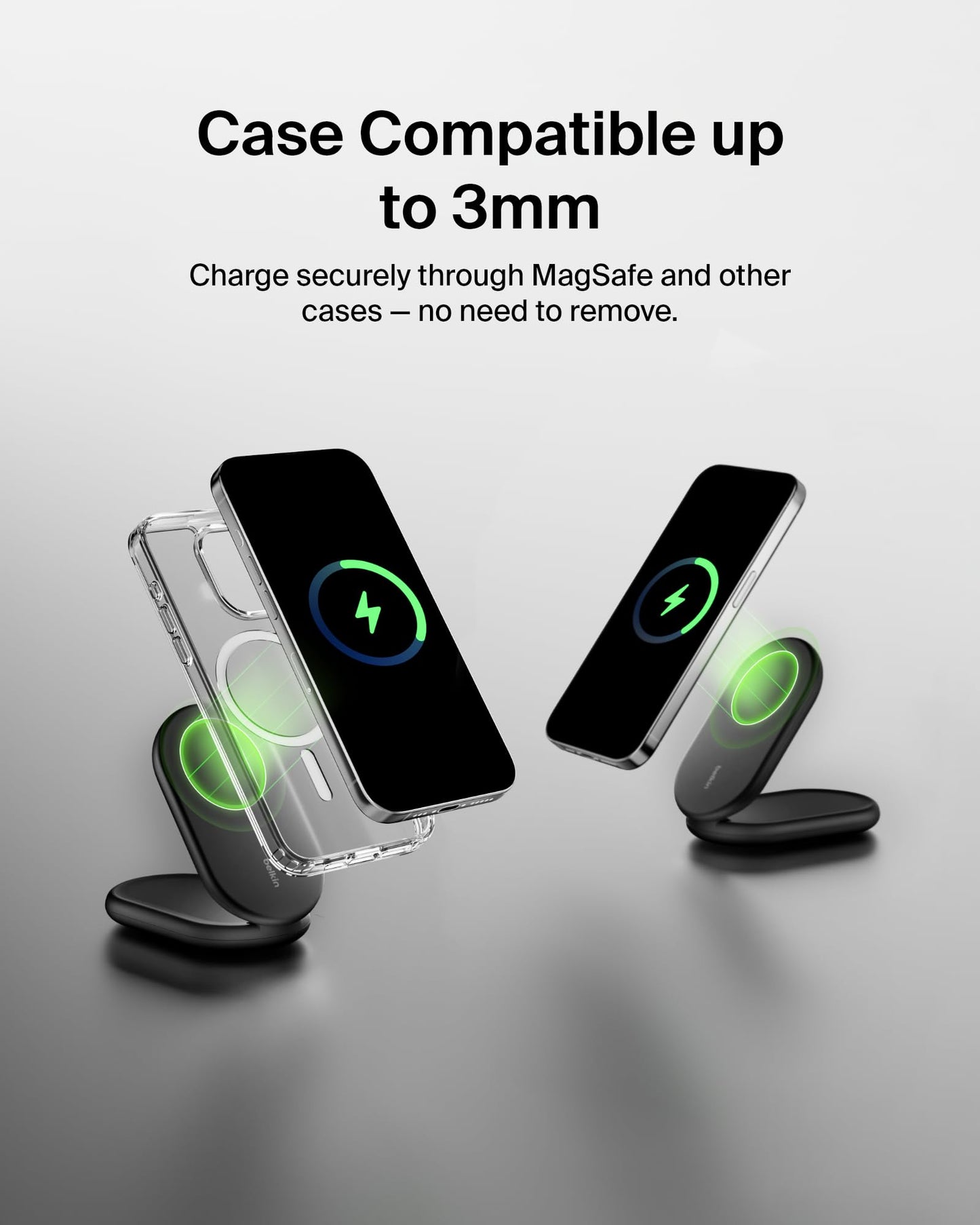 Belkin Magnetic Foldable Wireless Charging Stand 15W - MagSafe-Compatible Qi2-Certified iPhone Charger, Wireless Charging Stand for iPhone 16, 15, & 14 Series, Standy Mode Ready, PSU Included - Black