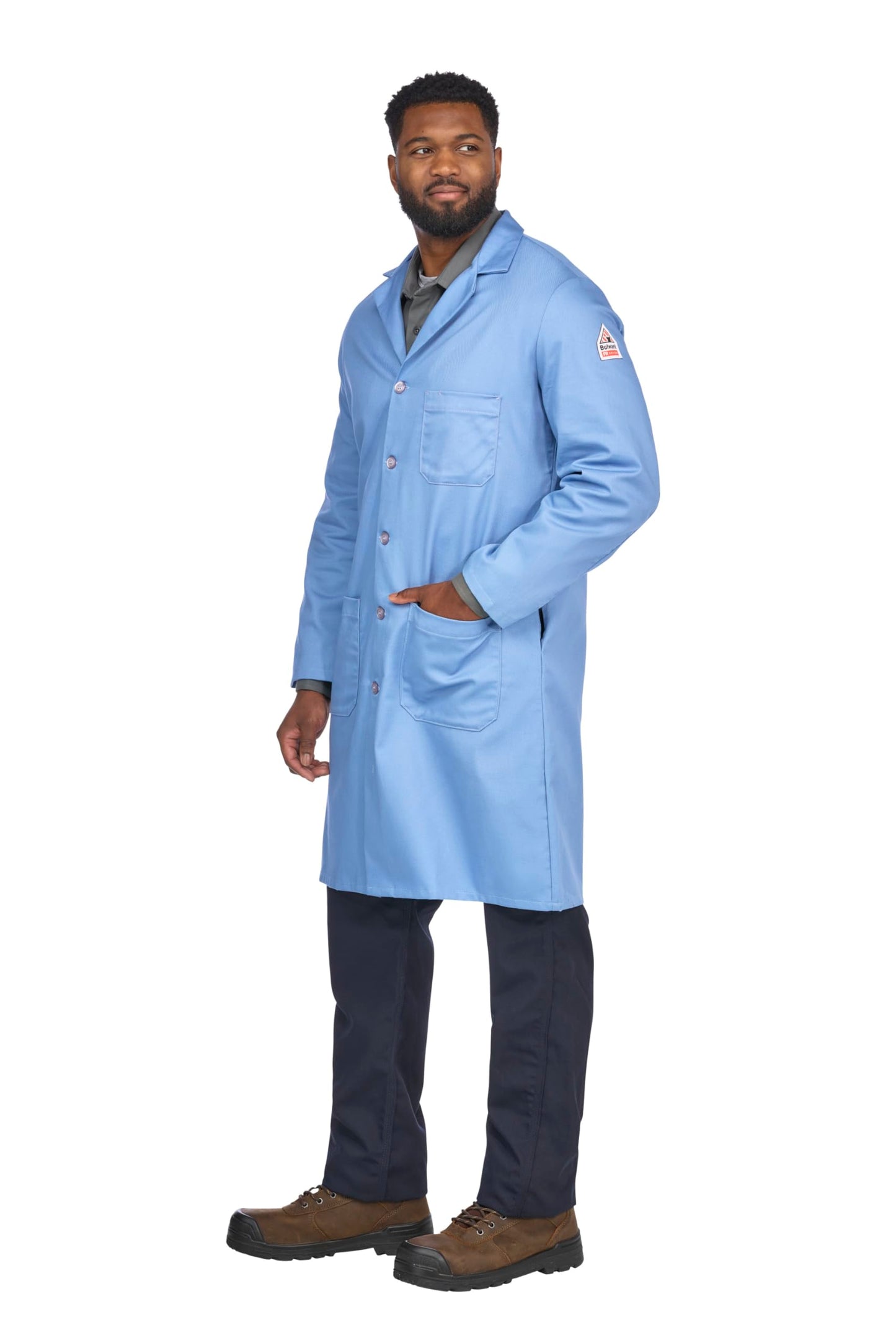Bulwark Men's FR Lab Coat, Light Blue, Medium