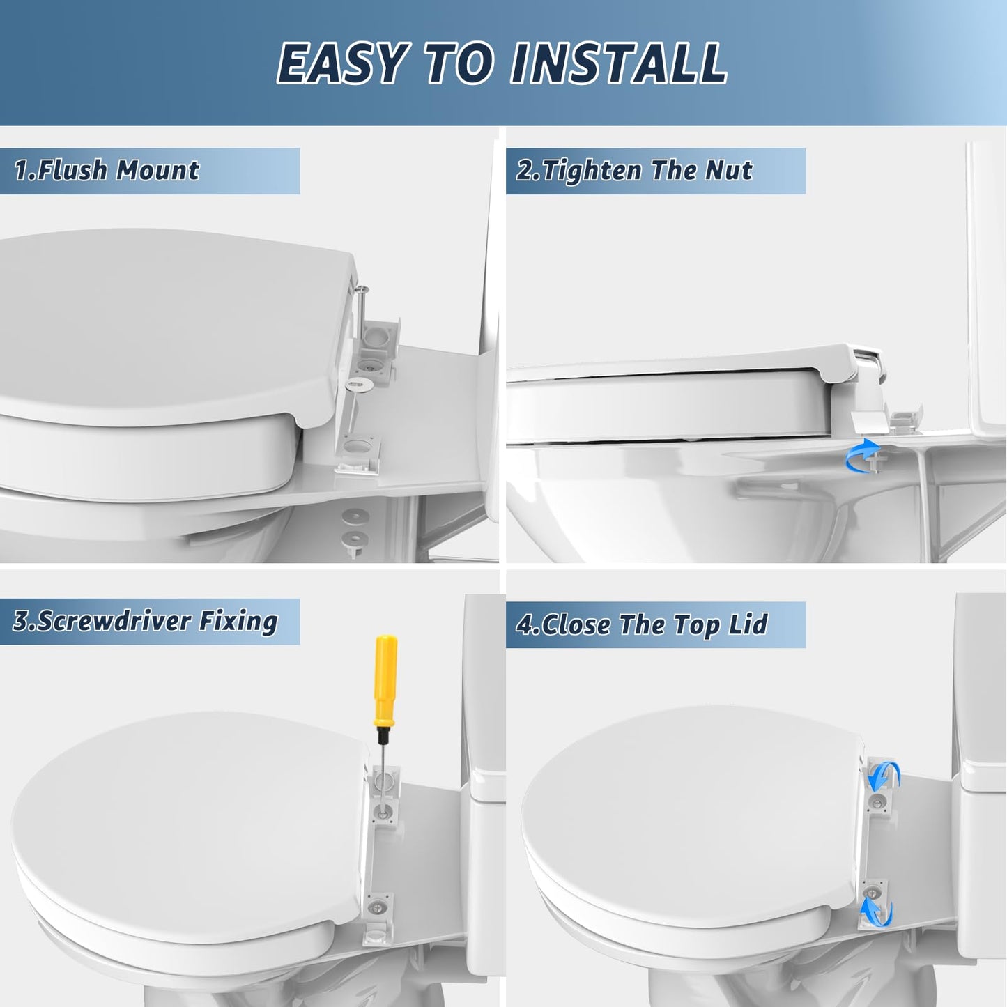 Huttdmel Raised Elongated Toilet Seat 18.5'' for Seniors – Soft Close, Quick Release & Connect, Sturdy PP Material, Won’t Loosen, Ideal for Elderly & Limited Mobility, White