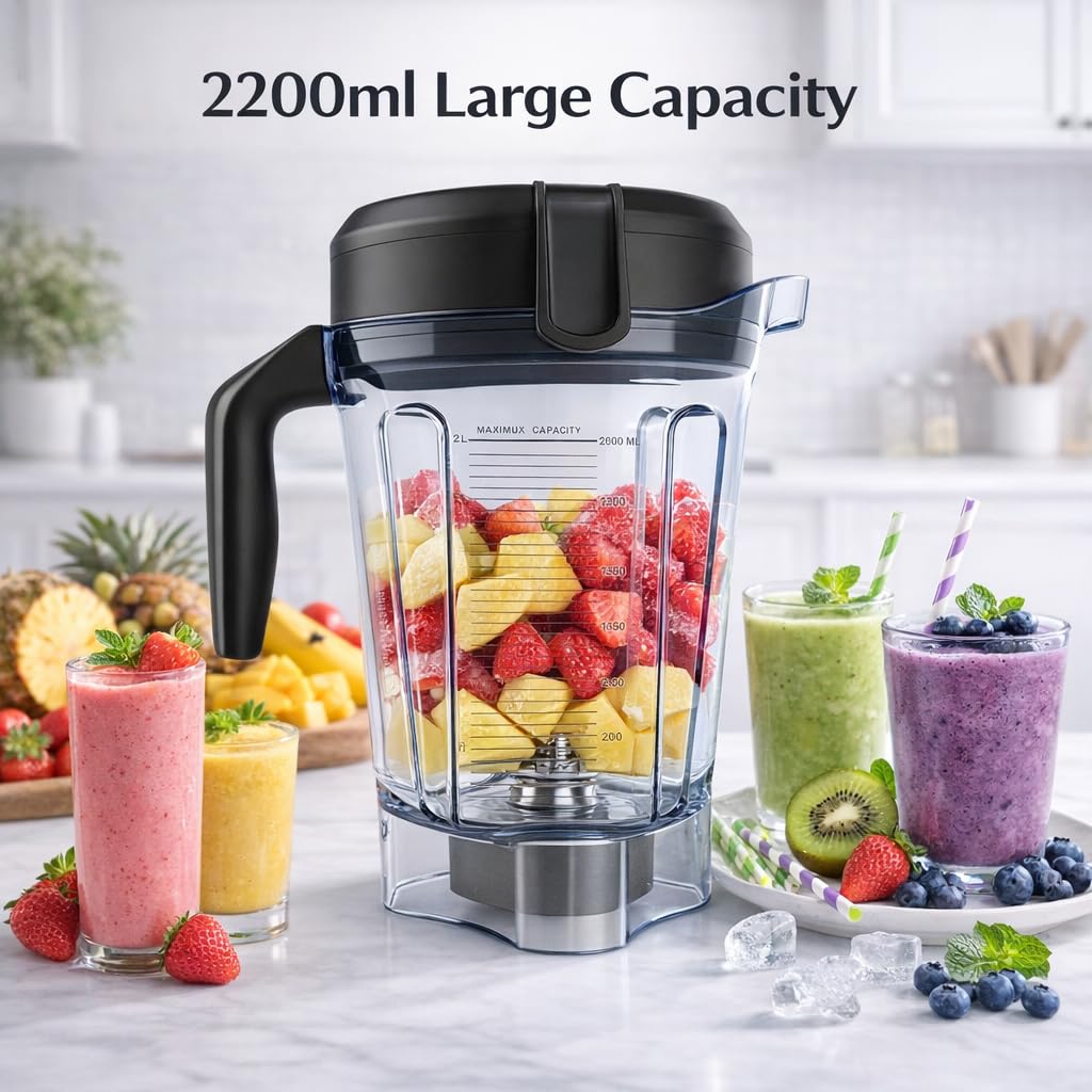 Blender Pitcher 64oz Low-Profile, Compatible with 750 5300 5200 5000 7500 6300 Vm0102 Vm0103 Vm0197 E310 G/Classic C/Explorian/Commercial series etc