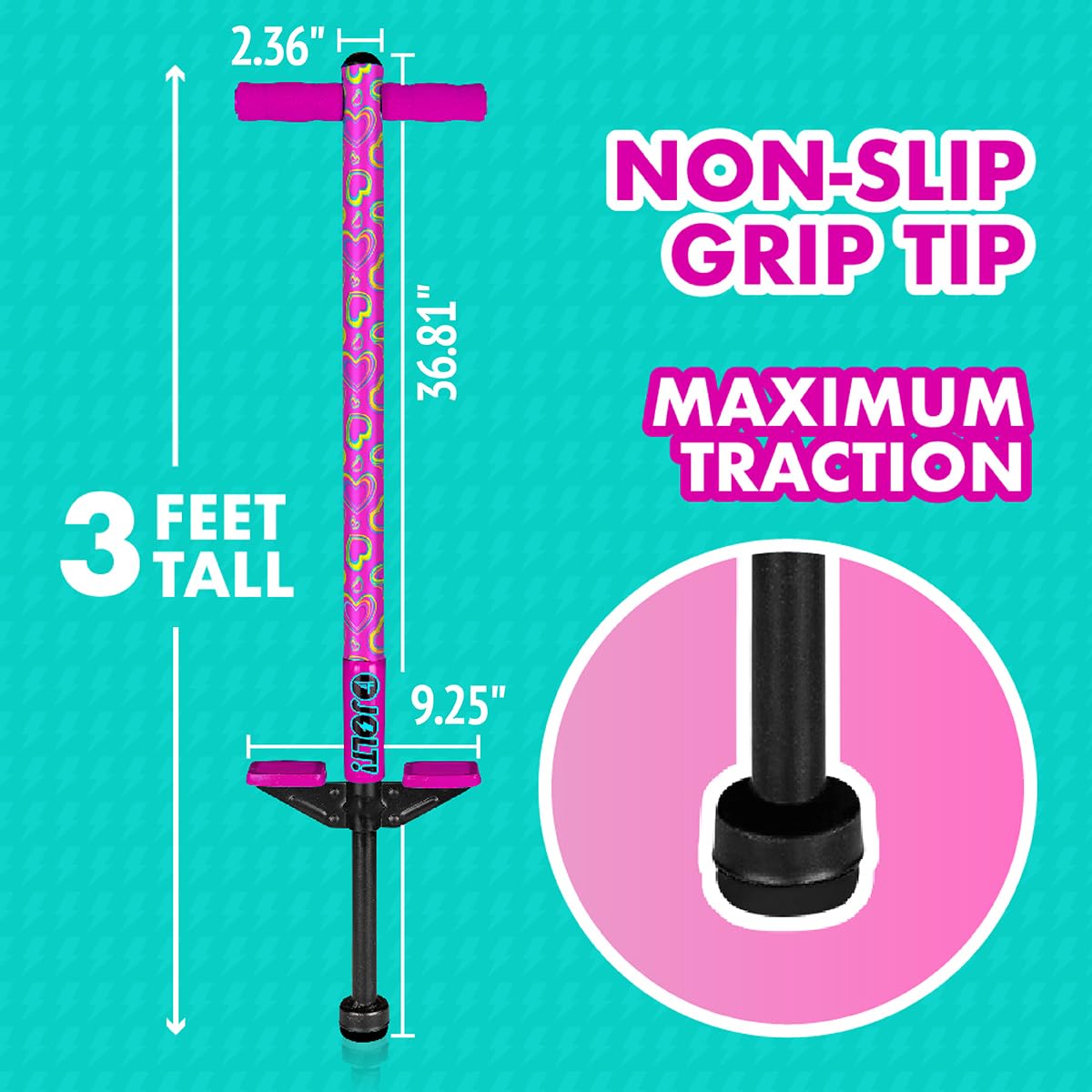 Flybar Jolt Pogo Stick for Kids Ages 6 and Up, 40 to 80 Pounds, Perfect for Beginners, Easy Grip Foam Handles, Anti-Slip Foot Pegs, Outdoor Jumper Toys for Boys & Girls, Outside Toys for Kids