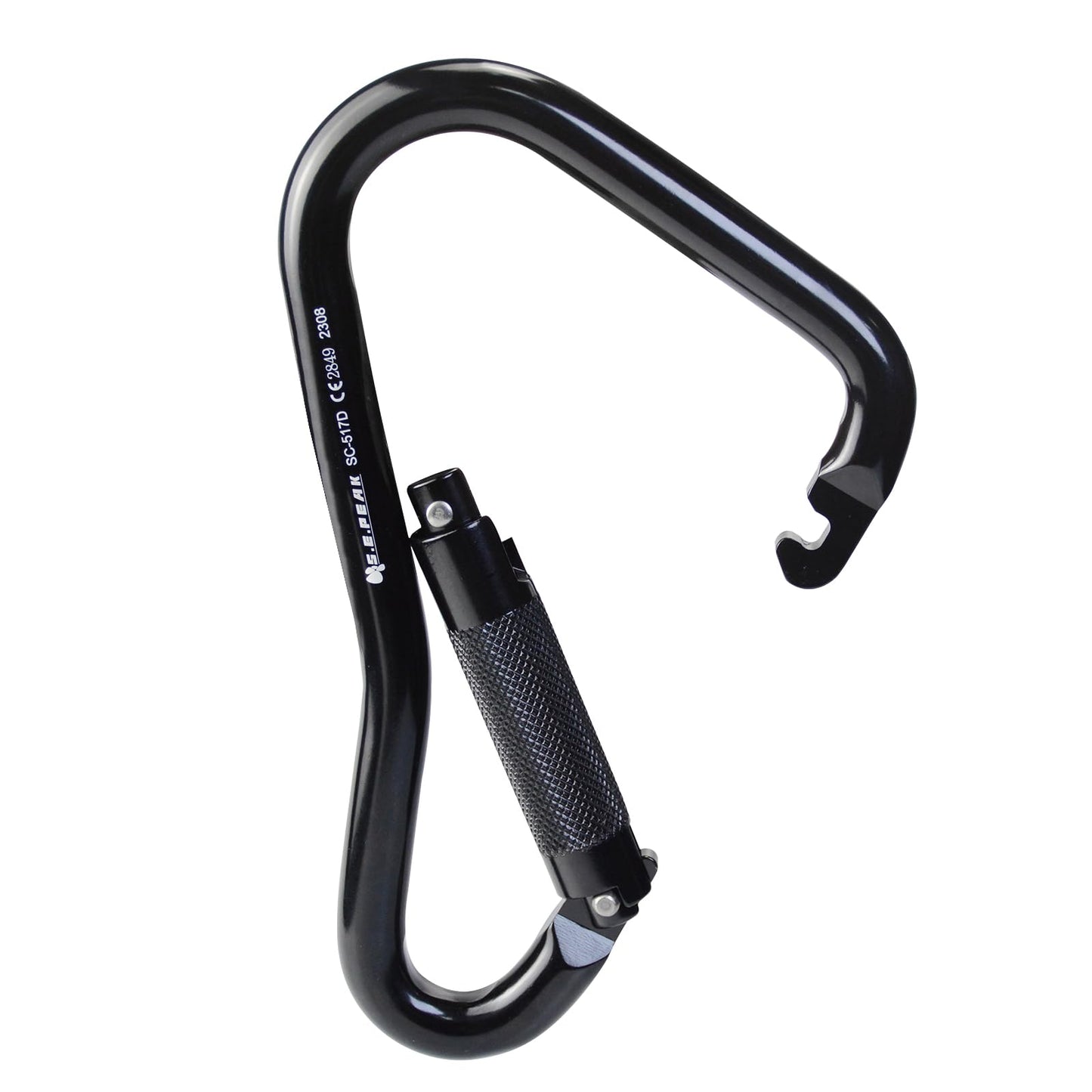S.E.PEAK 25kN Large Aluminum Auto Locking Ladder Hook, Professional CE Certified Heavy Duty Lightweight Clip for Tower, Ladder, Fall Protection/Huge Opening Gate,Black