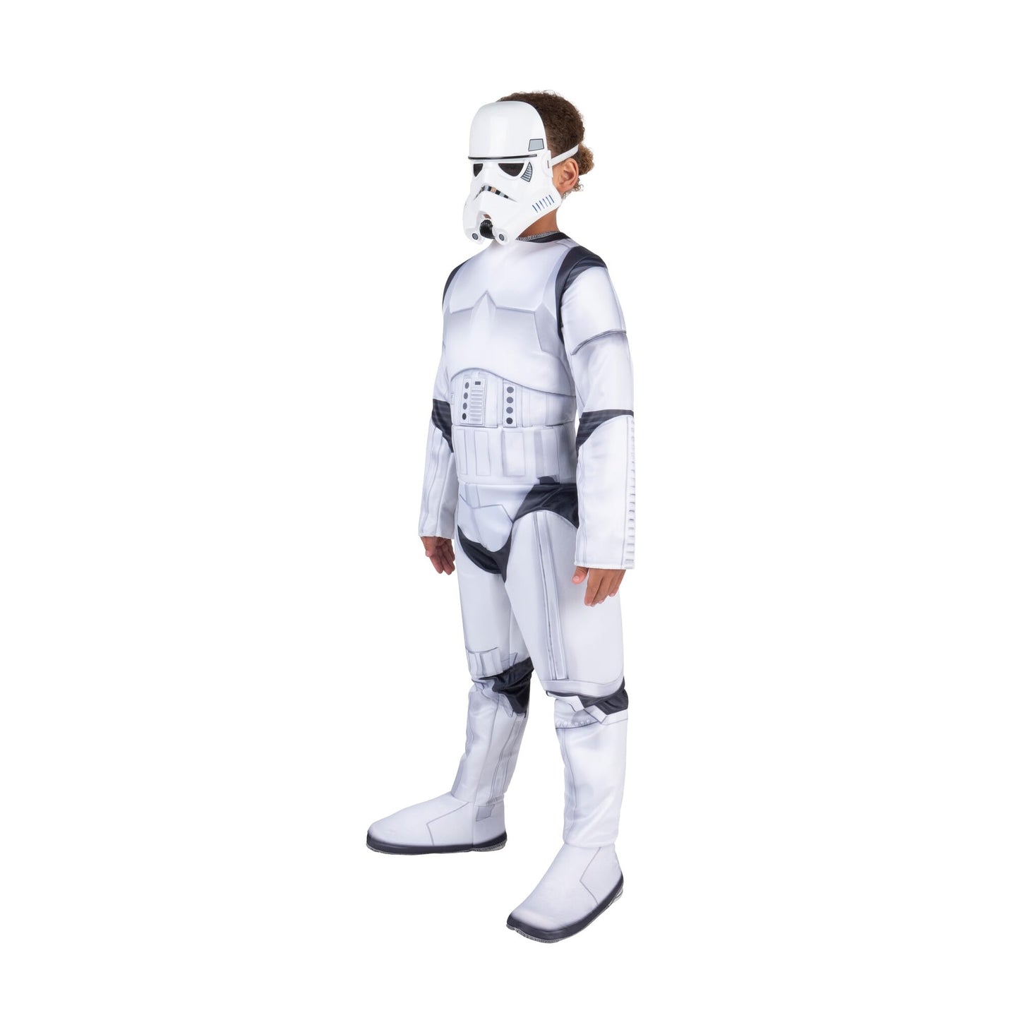 Star Wars Stormtrooper QUALUX Costume (Child) - Qualux Jumpsuit with 3D Half Mask - Size Large White