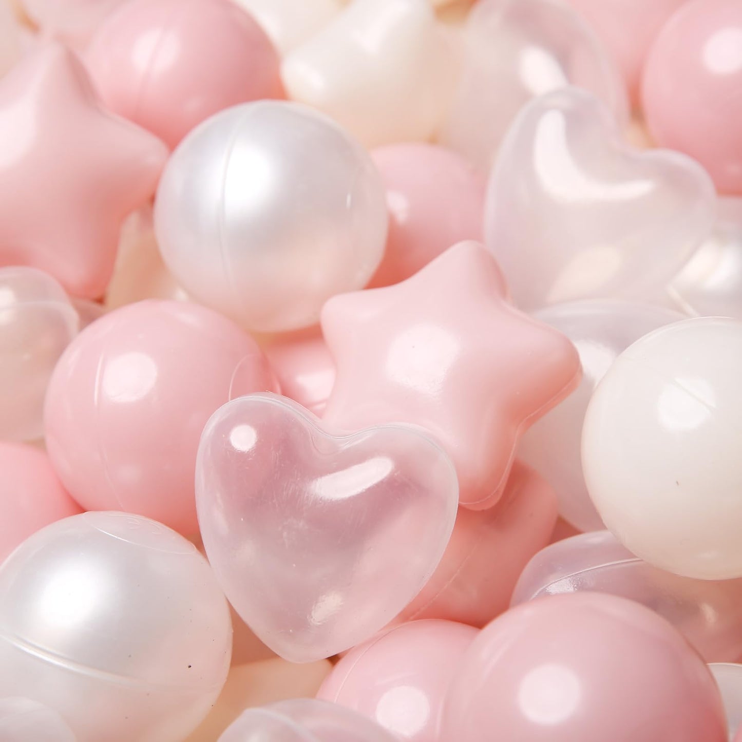 TRENDPLAY Ball Pit Balls Star and Heart Shapes for Toddlers - 200 Count Plastic Balls for Ball Pit Fun and Play, Pink Balls for Ball Pits
