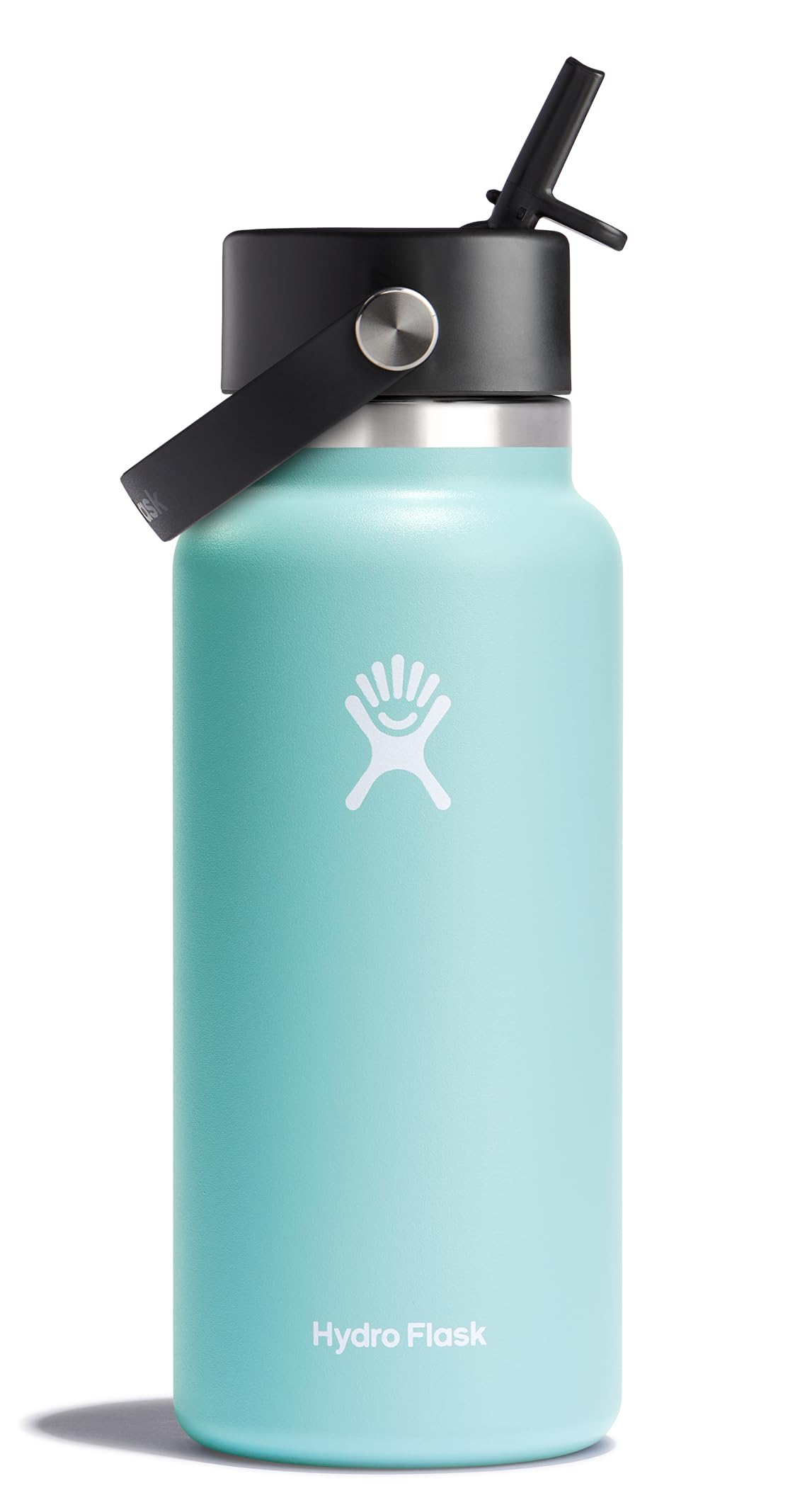 Hydro Flask Water Bottle - Insulated Stainless Steel - Wide Flex Straw Lid, Non Spill, Leakproof and Refillable in 32 Oz Dew