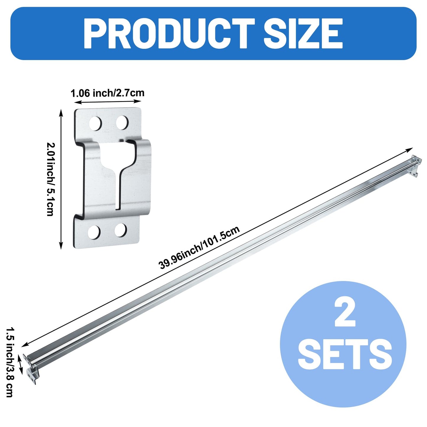 Trandraft 2 Pack Universal File Bars for Filing cabinet Lateral Front to Back File Drawer Rail for Hanging Wood Cabinets Office Storage to Keep Organized (Silver)