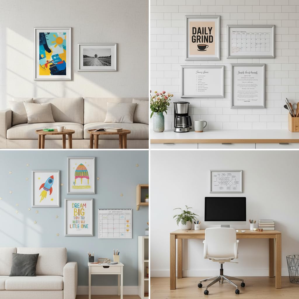 Azar Displays 300336-SLV-4PK Wall Mount Plastic Snap Poster Frame 8.5" x 11" Portrait/Landscape Sign Holder Frame, 4-Pack