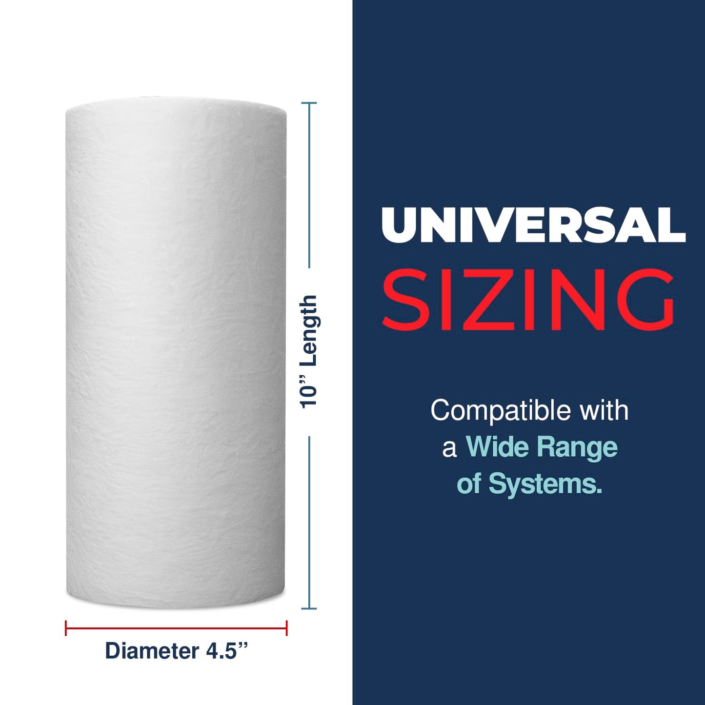 American Made, Sediment Water Filter, 10" x 4.5", Replacement for Pentair Pentek DGD-5005, GE® GXWH40L, GXWH35F, Culligan® RFC-BBSA, 3M® Aqua-Pure® AP810, 5 Micron, Pack of 4