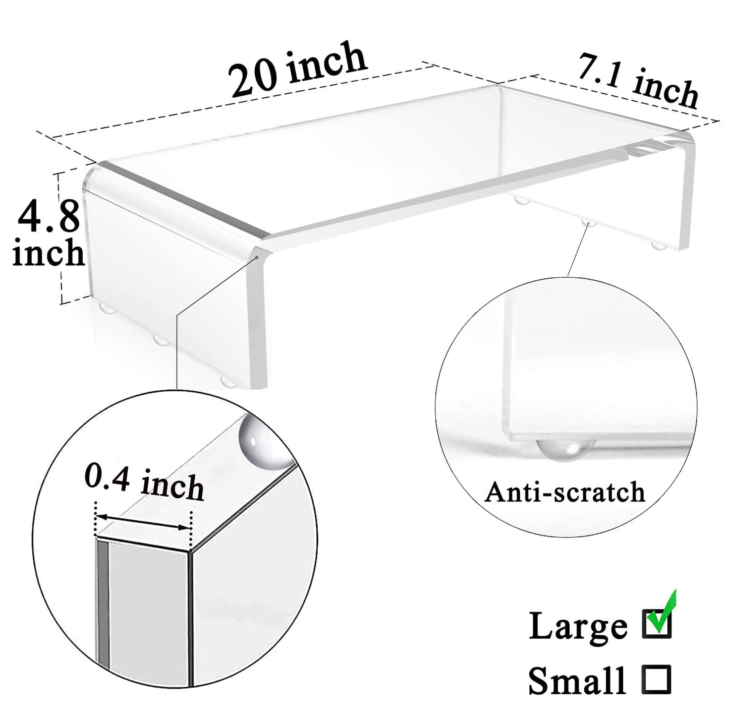 VAOLLO Anti-Cat keyboard cover, laptop keyboard covers cat proof, clear keyboard protector, PC Desk Stand for Keyboard Storage acrylic Monitor Stand Riser and Laptop Stand Riser (20"/7.1"/4.8")