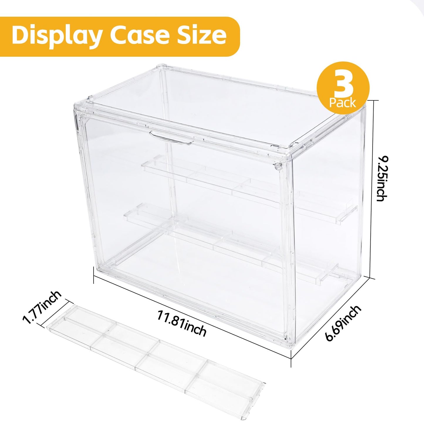 POLRAI 3 Packs Display Boxes for Figures Stackable Detachable Display Stand Dustproof Showcase Storage for Collectibles and Action Figures Mini Toys (3 Tiers)