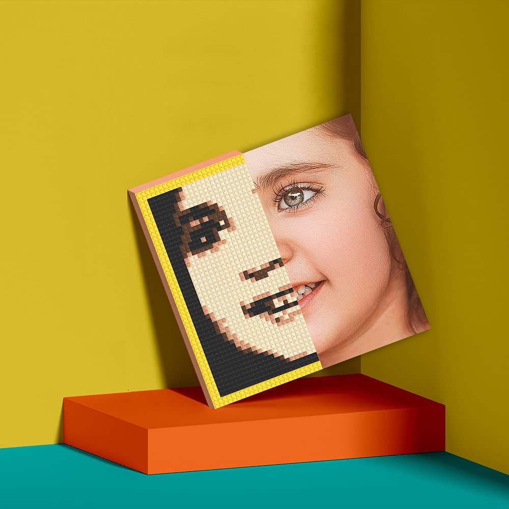 Amalia Personalized Mosaic Portrait Custom Building Kit for Adults Kids Micro Bricks Art Customized Your Own Photo Create Picture Unique Gift (Small/7.8"x7.8")